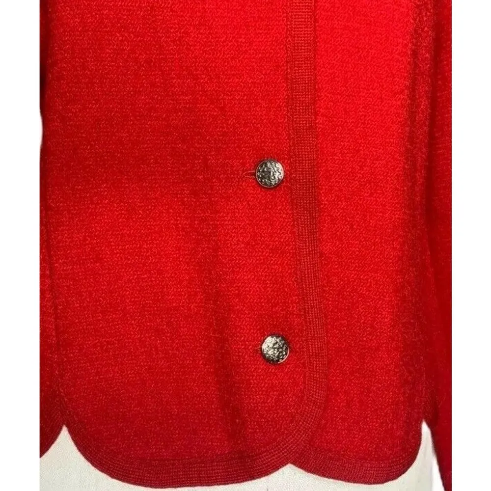 Womens Archie Brown & Son Of Bermuda Red 100% Pure New Wool Sweater Jacket S - Image 2