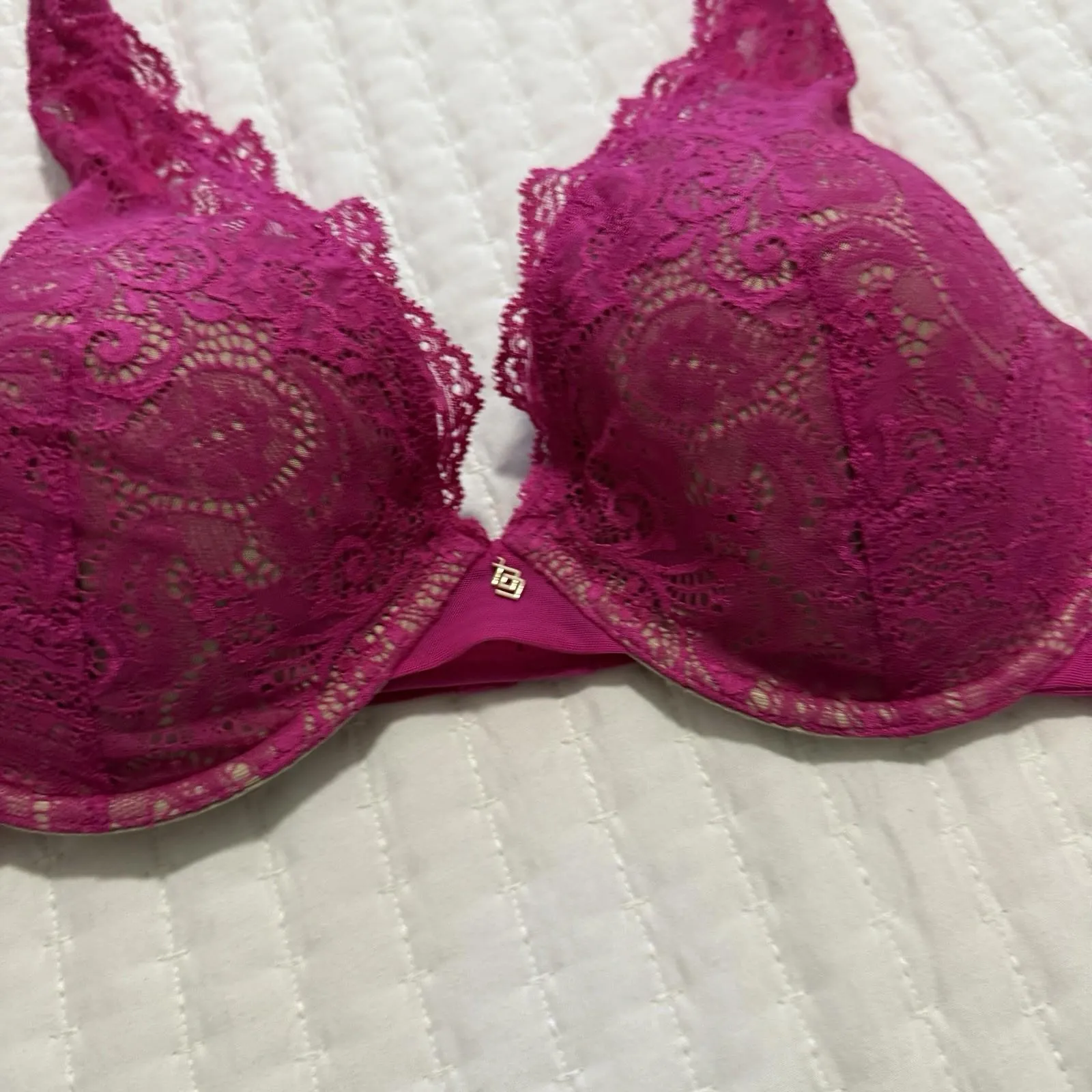 Third Love Pink & Nude 38C Lace Contour Plunge Bra Underwire Removable Padding Size undefined - Image 7