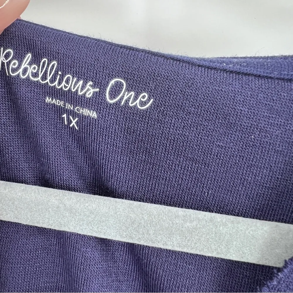 Rebellions One Woman's Plus French Terry Hoodie in Navy Size 1X & 2X New - Image 6