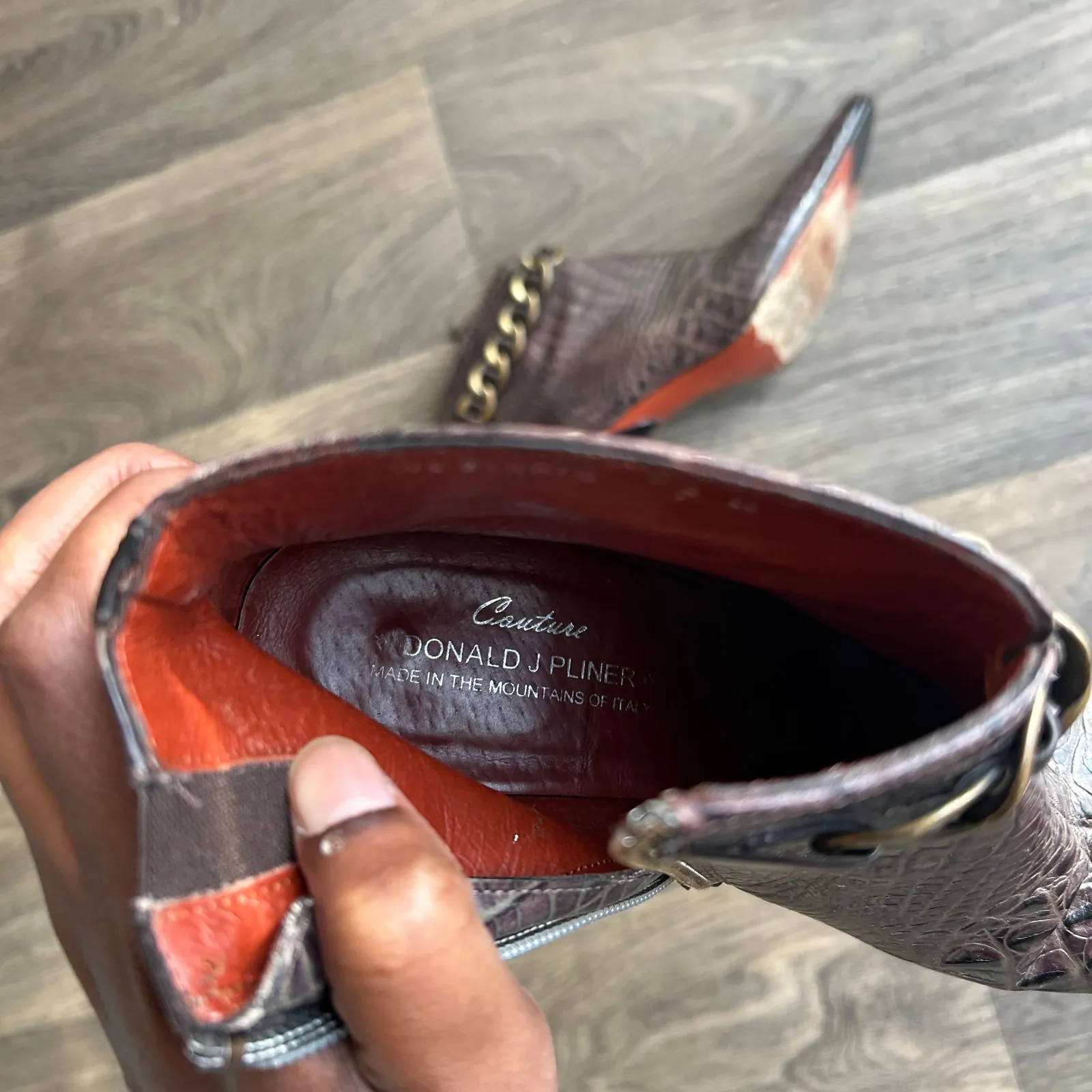 Donald J Pliner Couture Brown Leather Pointed Toe Booties Size 7 - Image 7