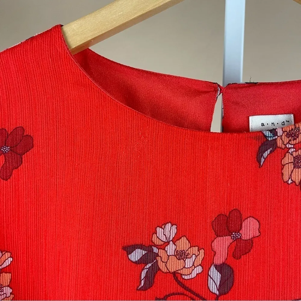 a new day Small Floral Asymmetrical Ruffle Flowy Spring Retro Midi Dress Formal - Image 5