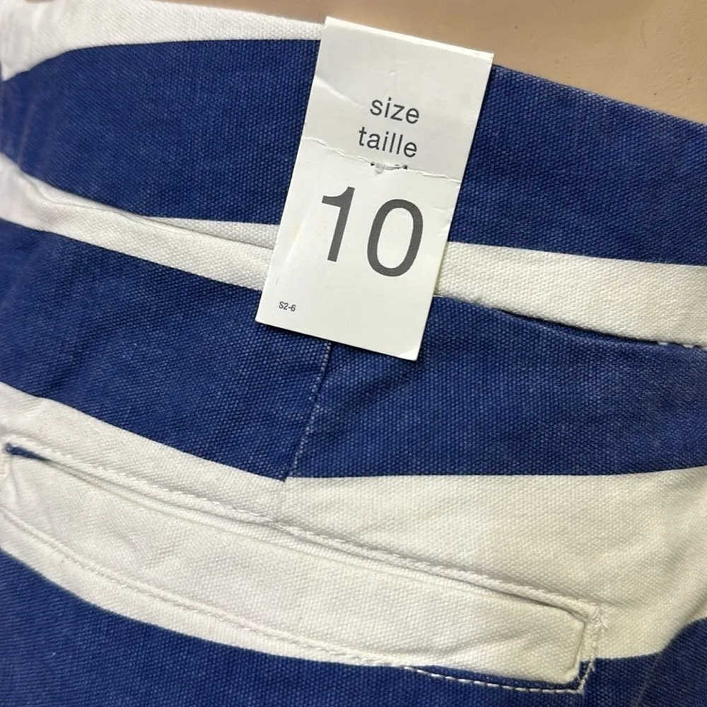 Joe Fresh Blue White Striped Cotton High Rise Nautical Coastal Shorts Womens 10 - Image 6
