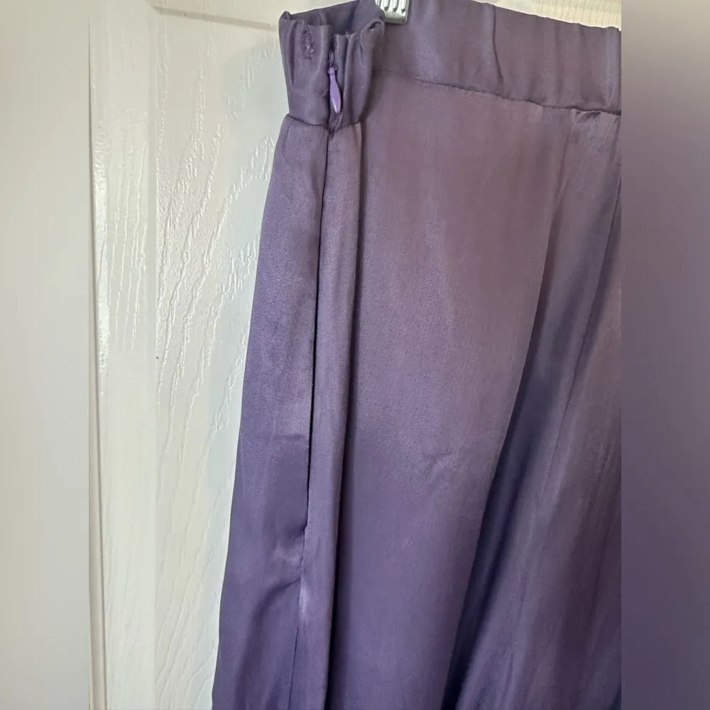 NWT By  Purple Silky Culottes Wide Leg PANTS Size Medium - Image 8