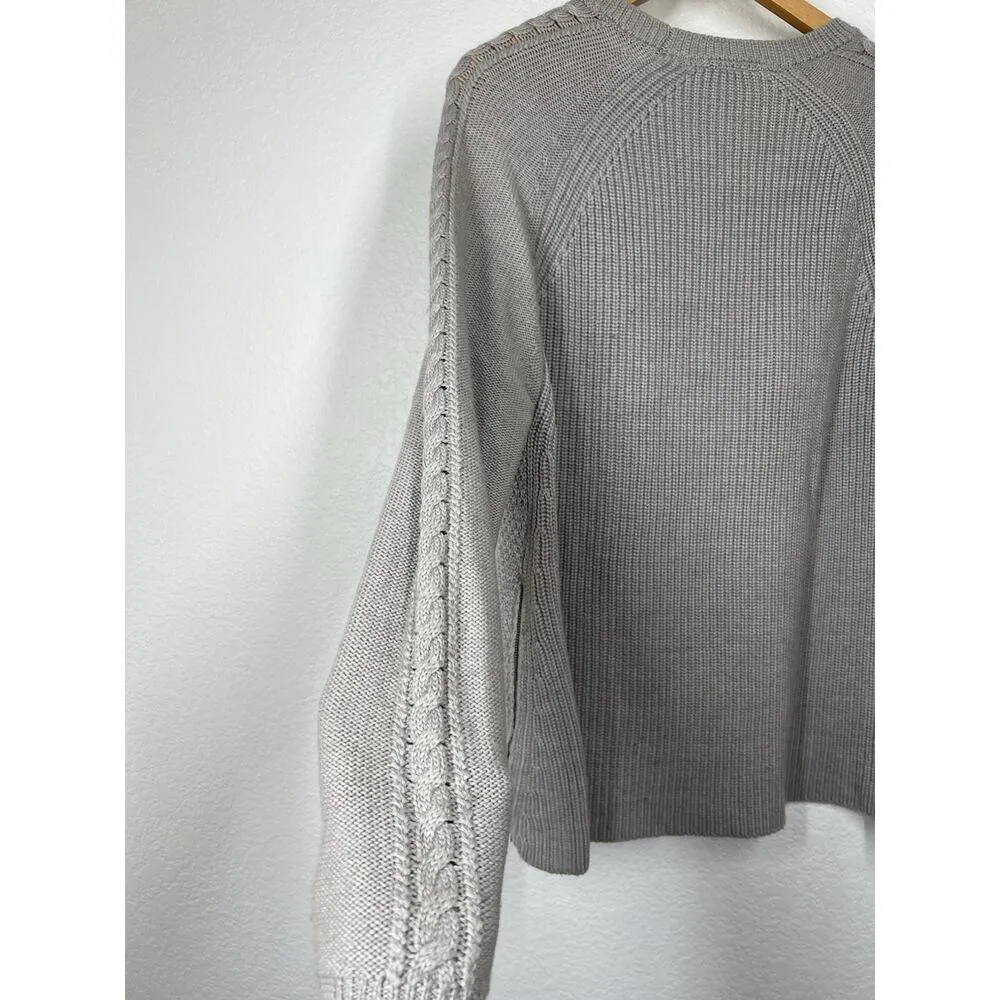 Carve Designs Large Gray Cable Knit Sweater Side Zippers Wool Blend - Image 6