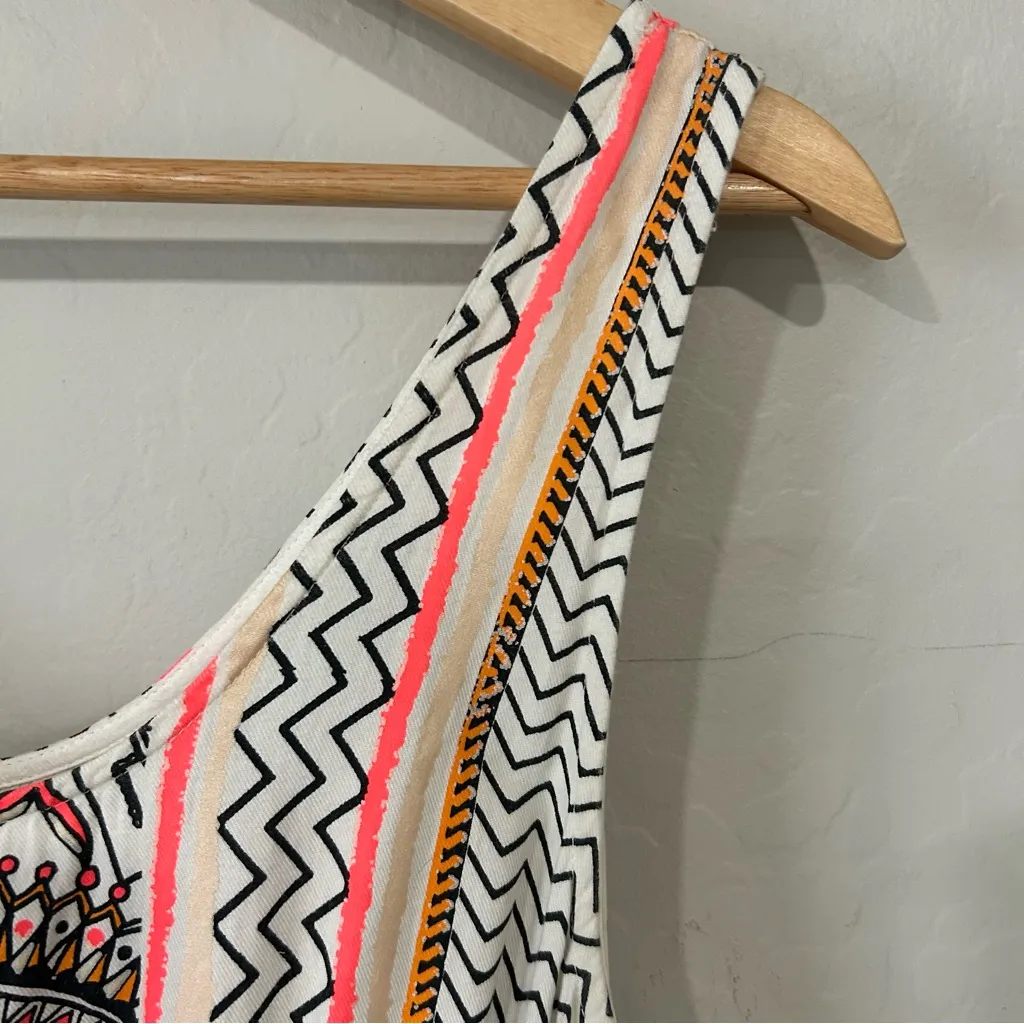 MINKPINK Boho Geometric Print Romper Size M Elastic Waist Pockets Aztec medium - Image 6