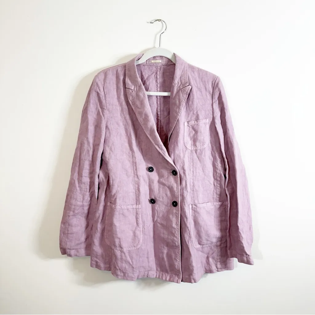 Massimo Alba Lilac Linen Double Breasted Blazer XL Pink - Image 2