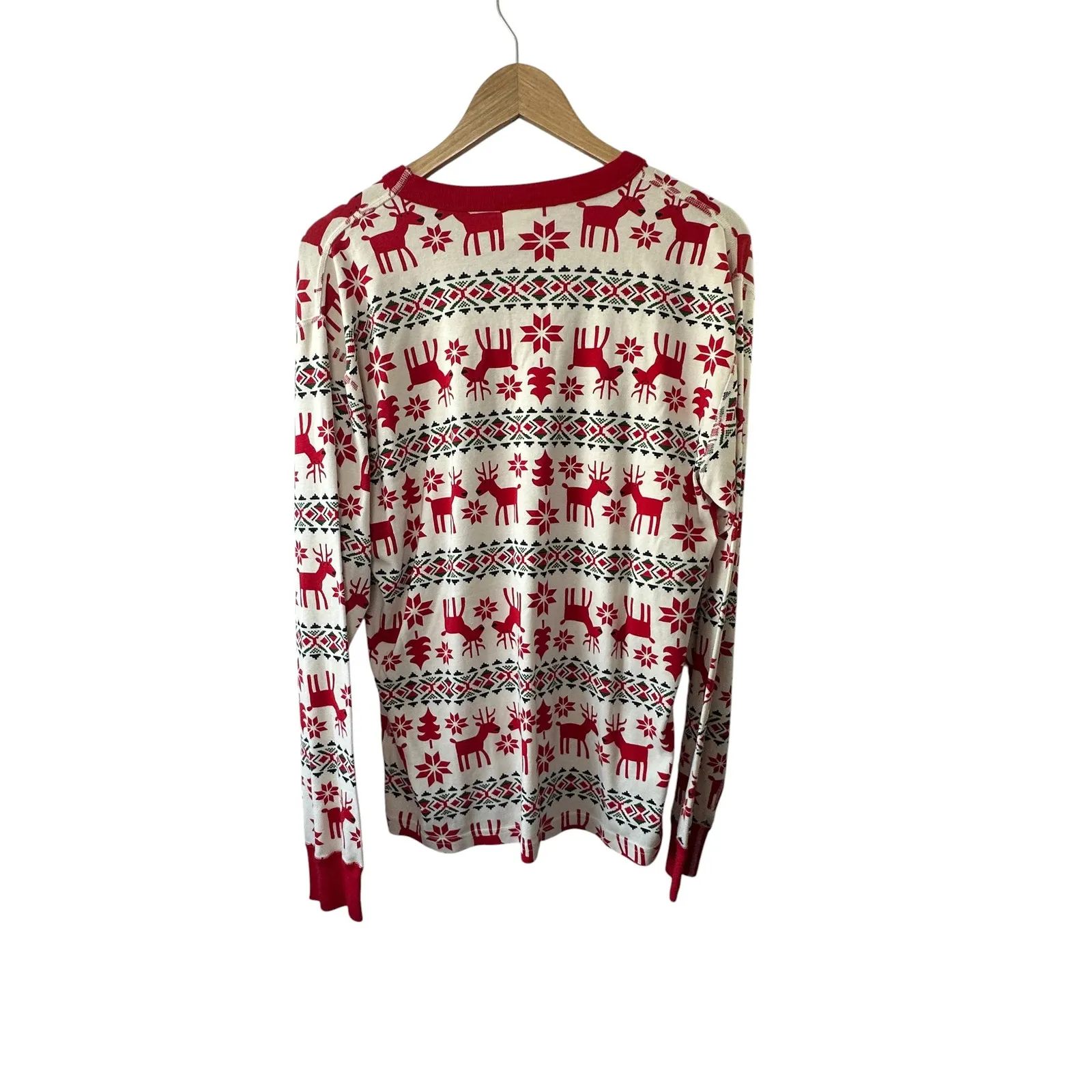 Hanna Andersson Red & White Holiday Christmas Reindeer Pajama Top Large - Image 4
