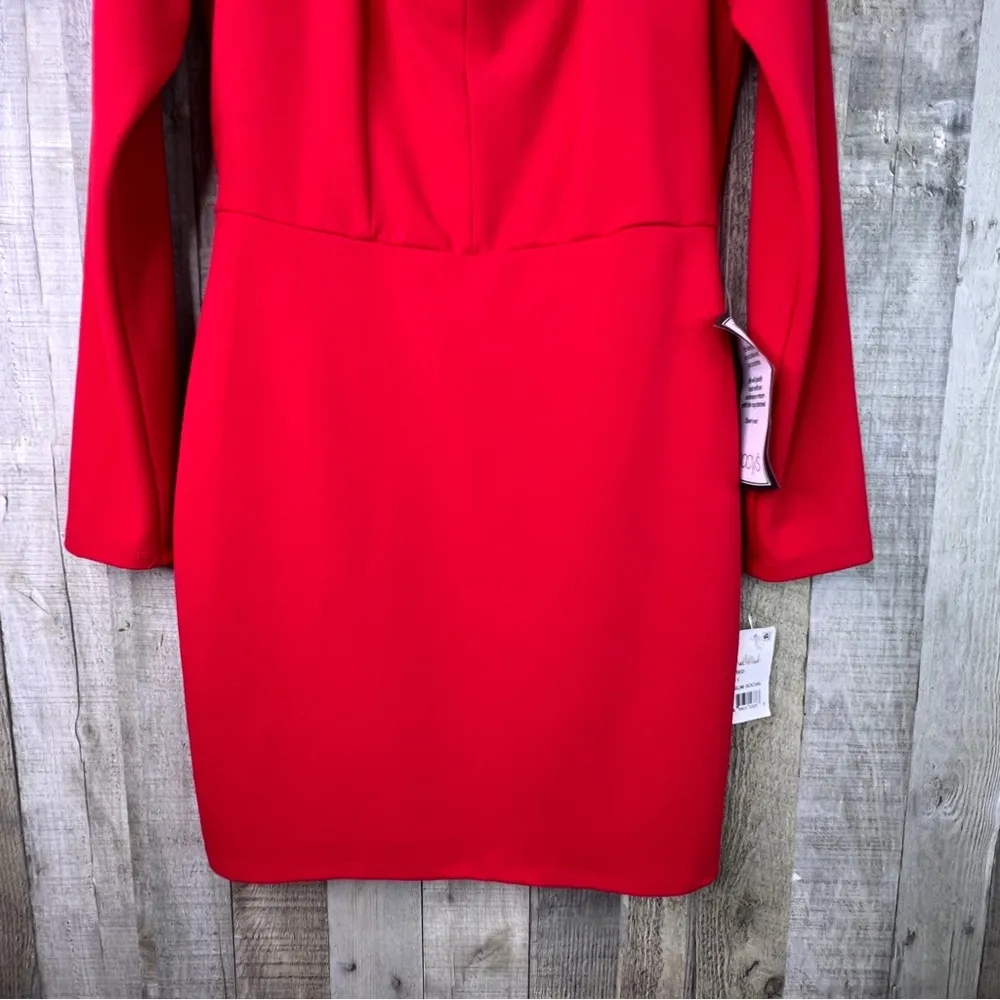 Crystal Dolls Size 11 Red Long Sleeve Sweetheart Neckline BodyCon Party Dress - Image 5