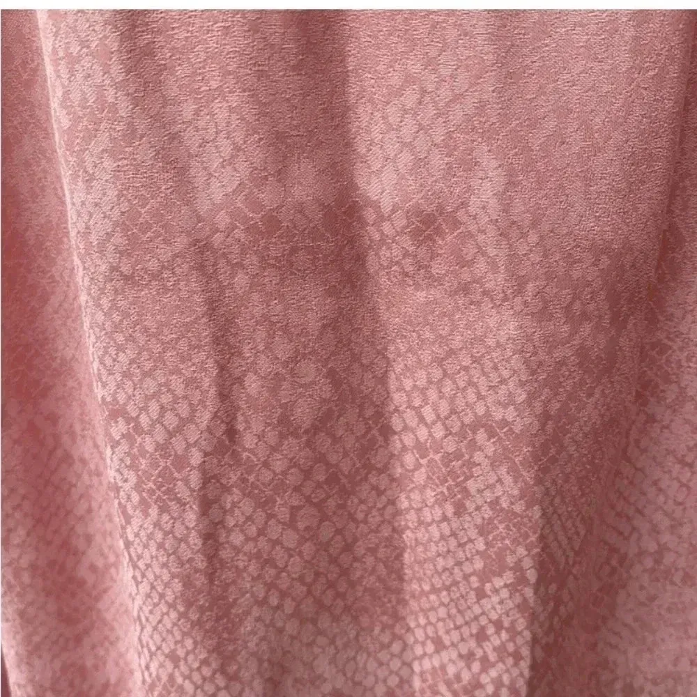 Pink Snakeskin‎ Print Pleated Long Sleeve Boho Blouse Size XS - Image 3