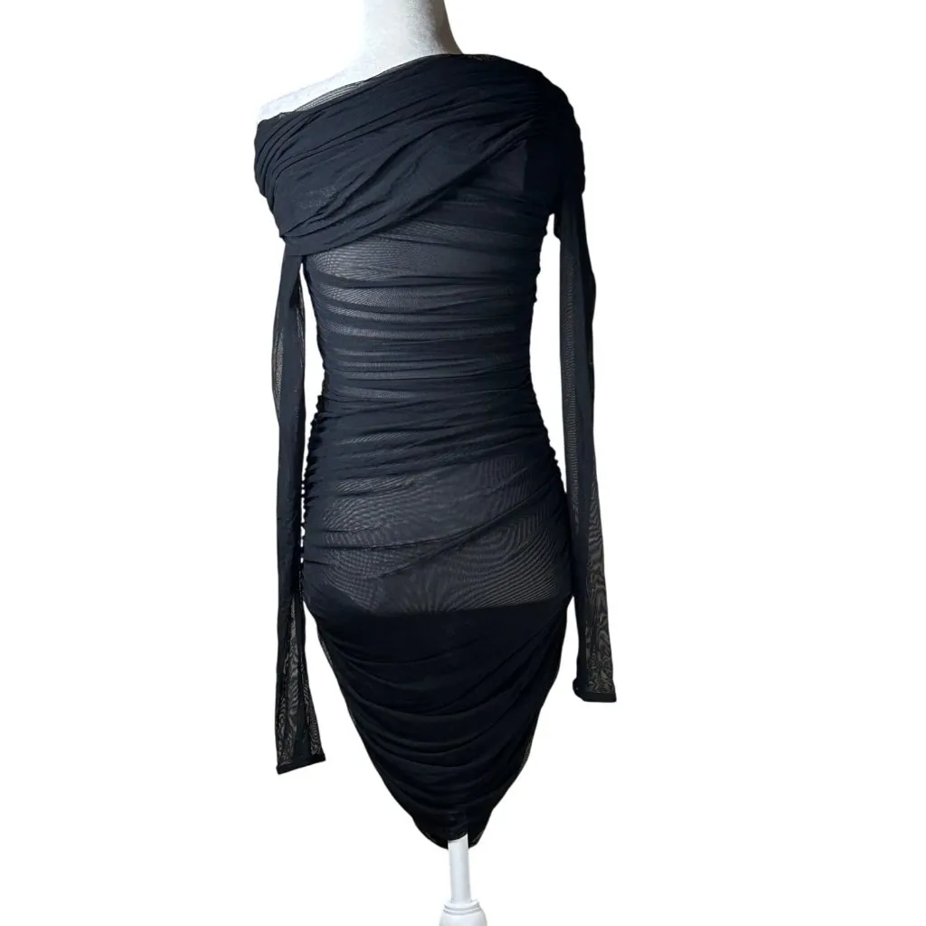 Mugler One Shoulder Mini Dress in Black 42 New Womens Long Sleeve Size undefined - Image 9
