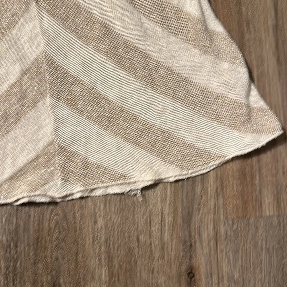 FREE PEOPLE Striped Chevron Print Gold Metallic Knit Sequin Empire Waist Dress - Image 5