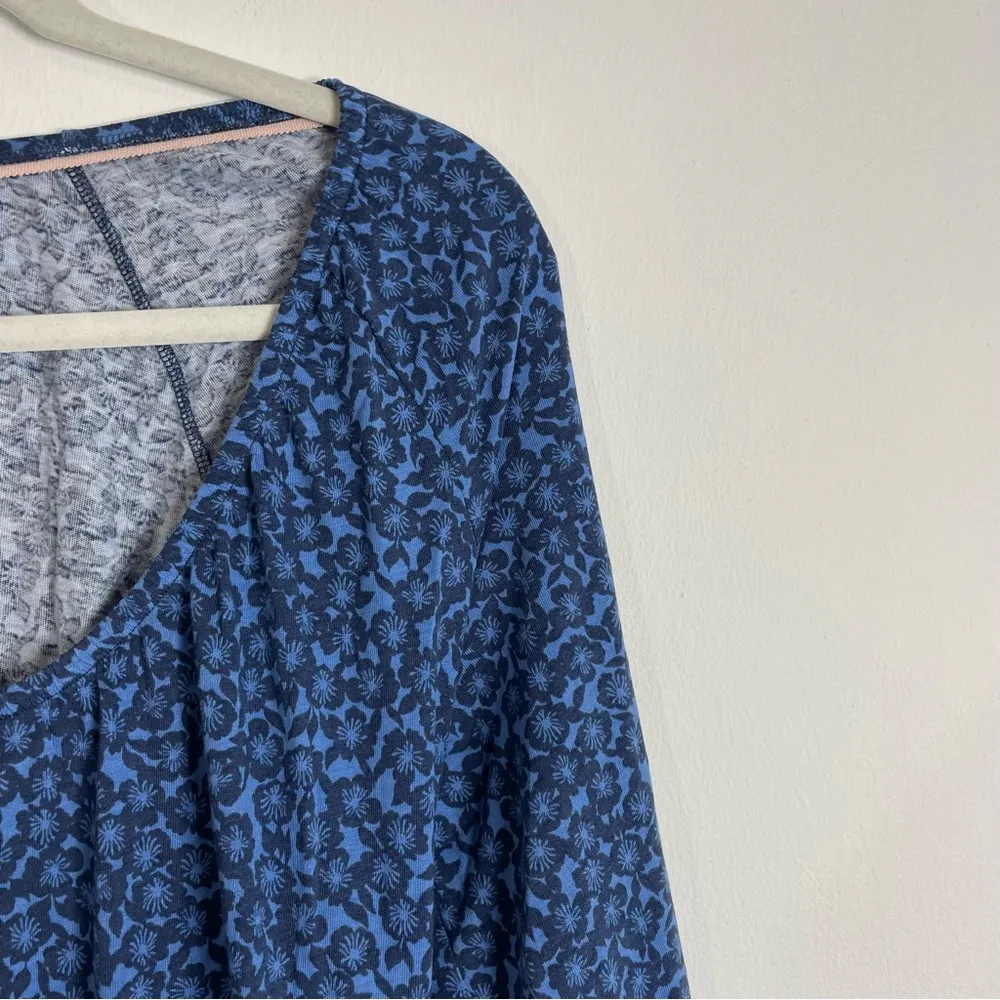 Boden Scoop Neck Jersey Midi Dress Riviera Blue Floral Print Size 10R - Image 5