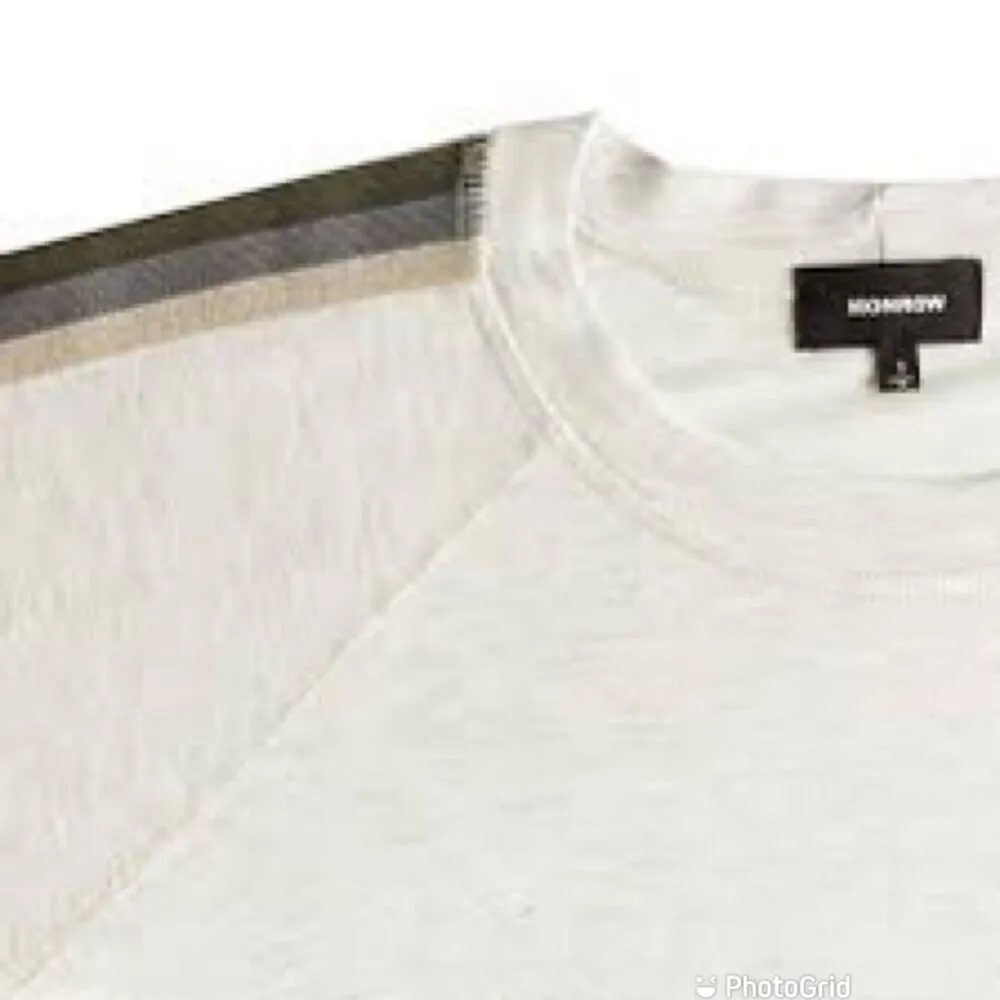 Monrow Supersoft Vintage Neutral Stripe Raglan Top Green - Image 4