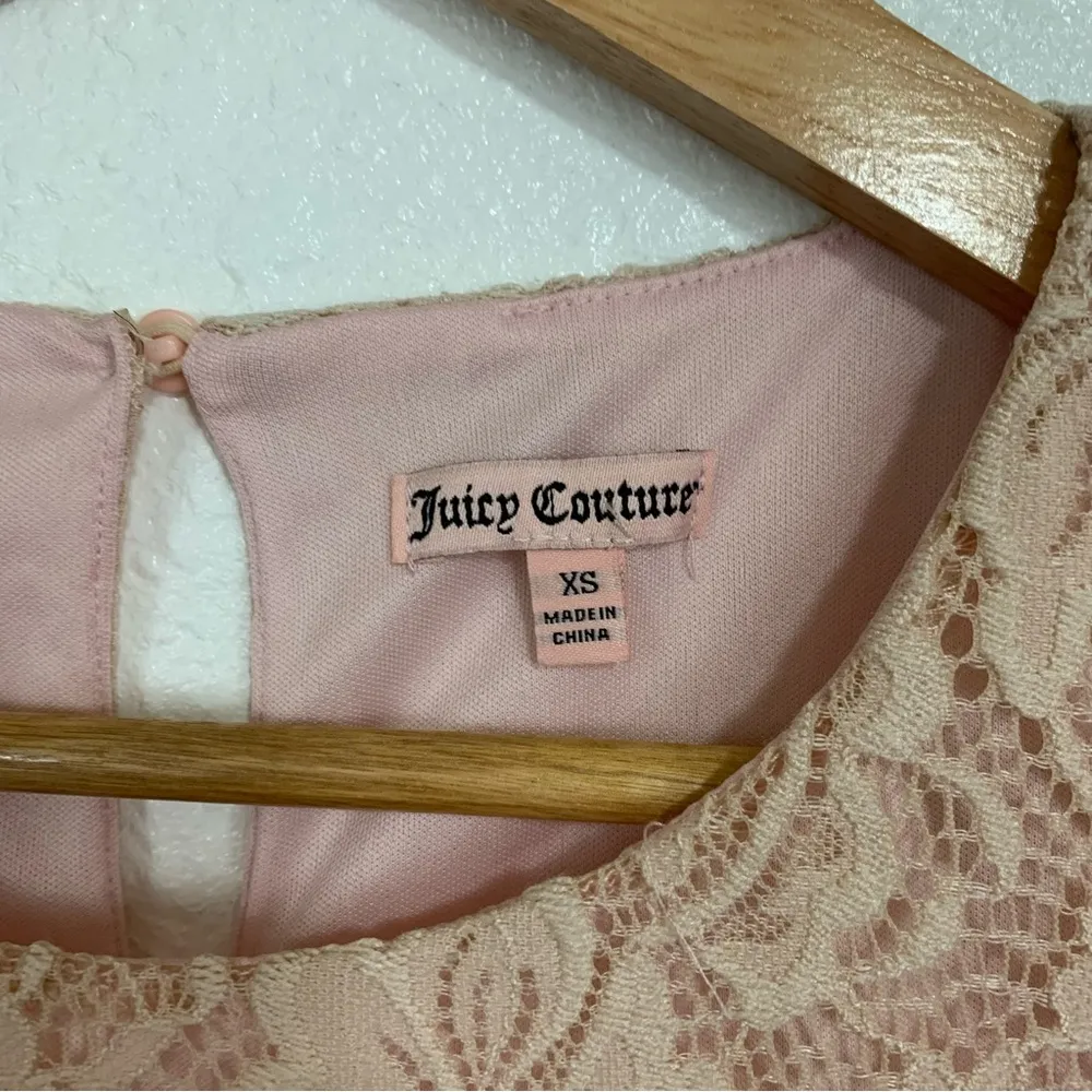 Juicy Couture Dusty Rose Cream Lace Lined Mini Dress Size XS - Image 4