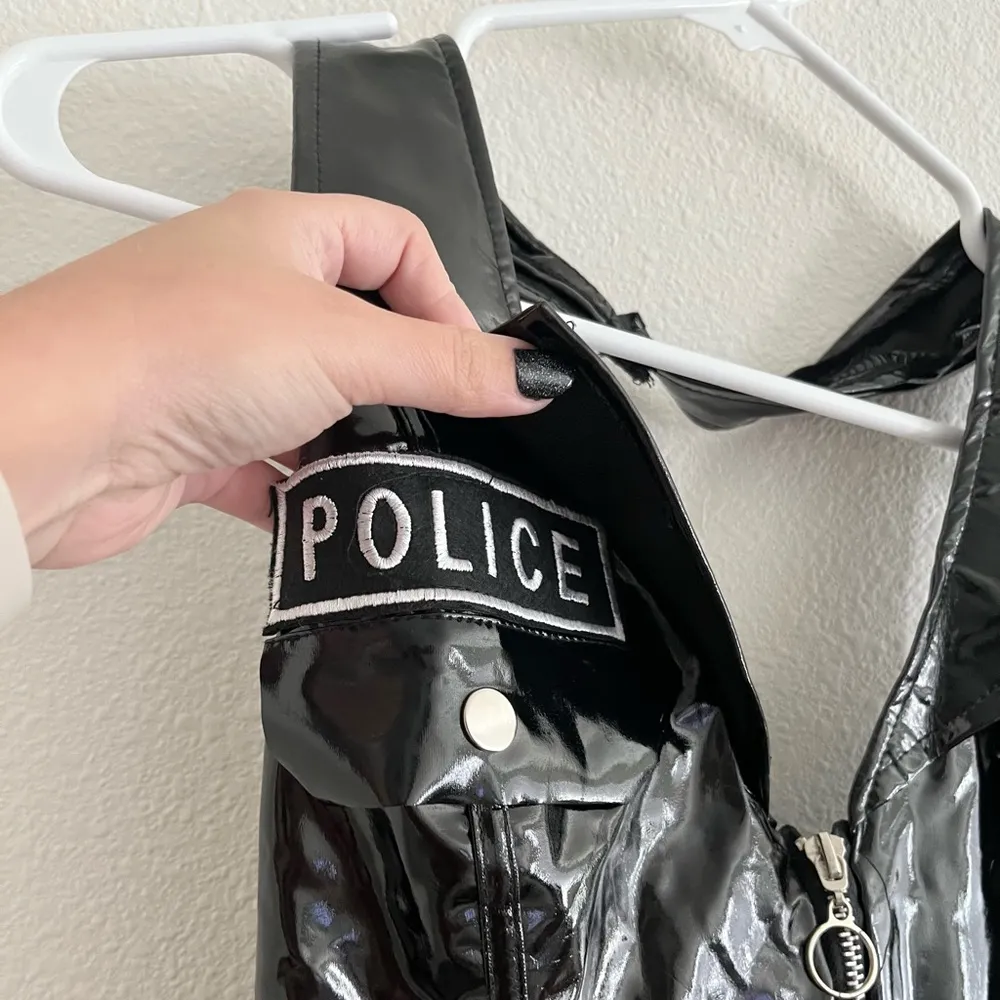 Sprit Halloween Leg Avenue Pat U Down Naughty Cop Black Vinyl Dress Costume S - Image 9