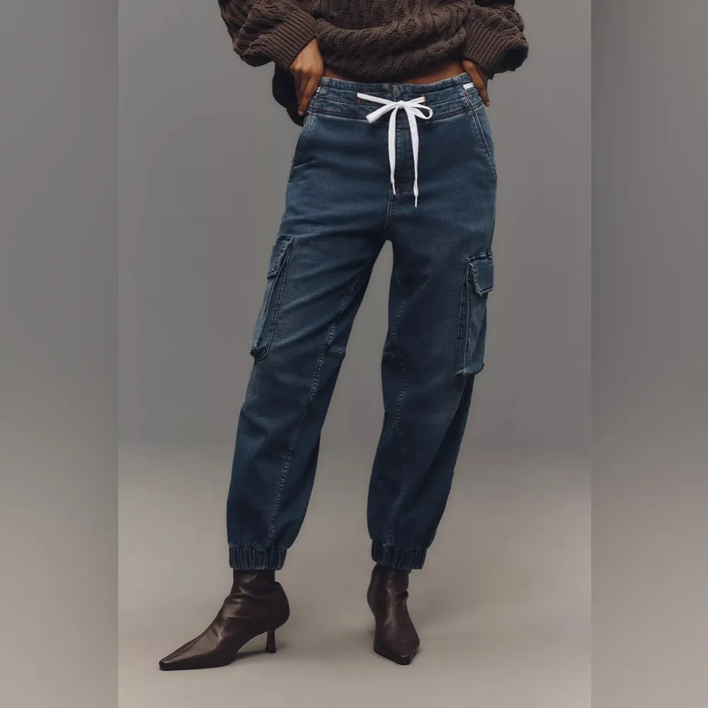 Pilcro High-Rise Cargo Jogger Denim-Knit Jeans - Image 2