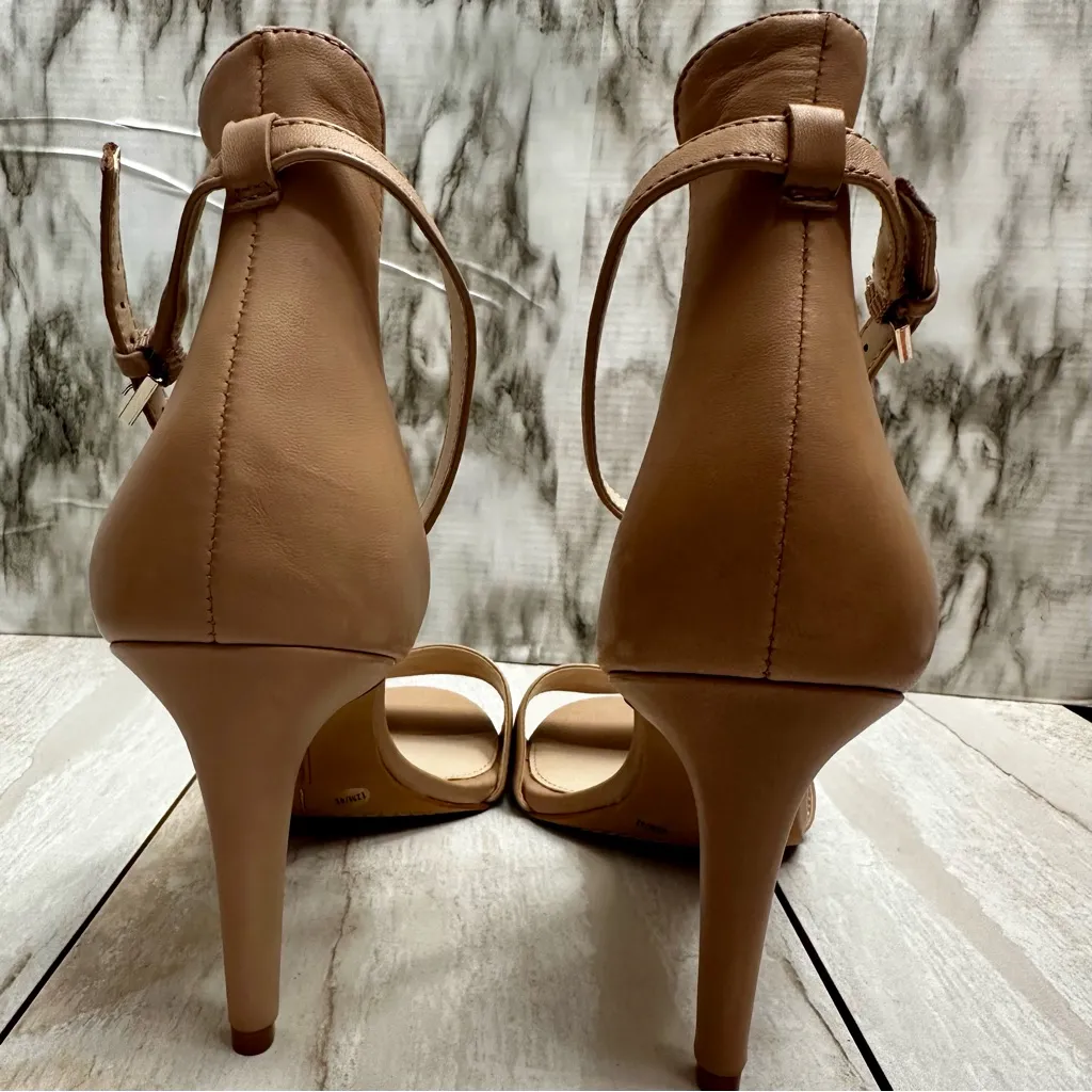 Vince Camuto Tan Heeled Sandals Leather Strappy Sexy Stilettos Summer Vacation - Image 3