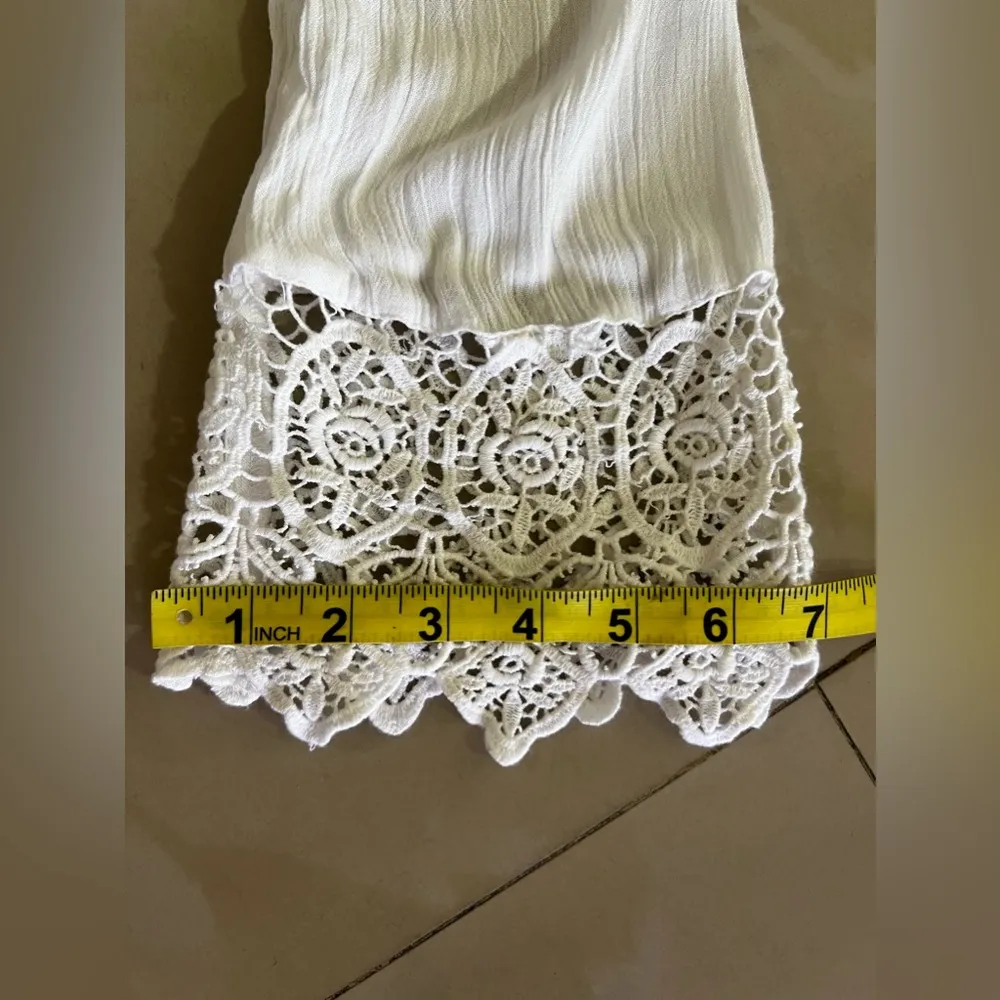 TopShop white cover or dress  Short Sleeves embroidered Dress M viscoses - Image 9