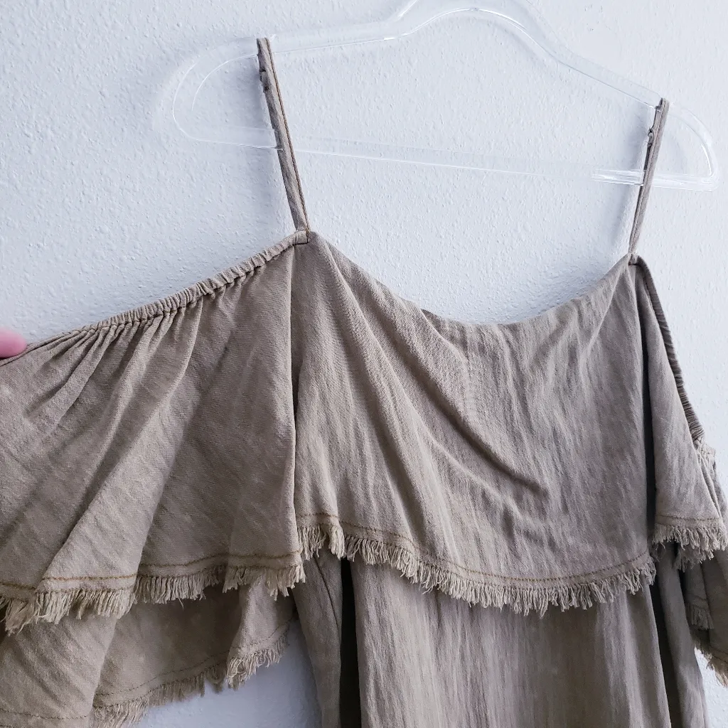 Umgee Raw Hem Cold Sholder Blouse - Image 3