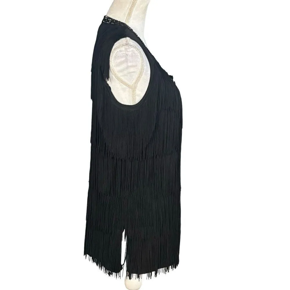 Berek Vest Size Small Fringe Black Sleeveless Boho Western Festival Layering - Image 2