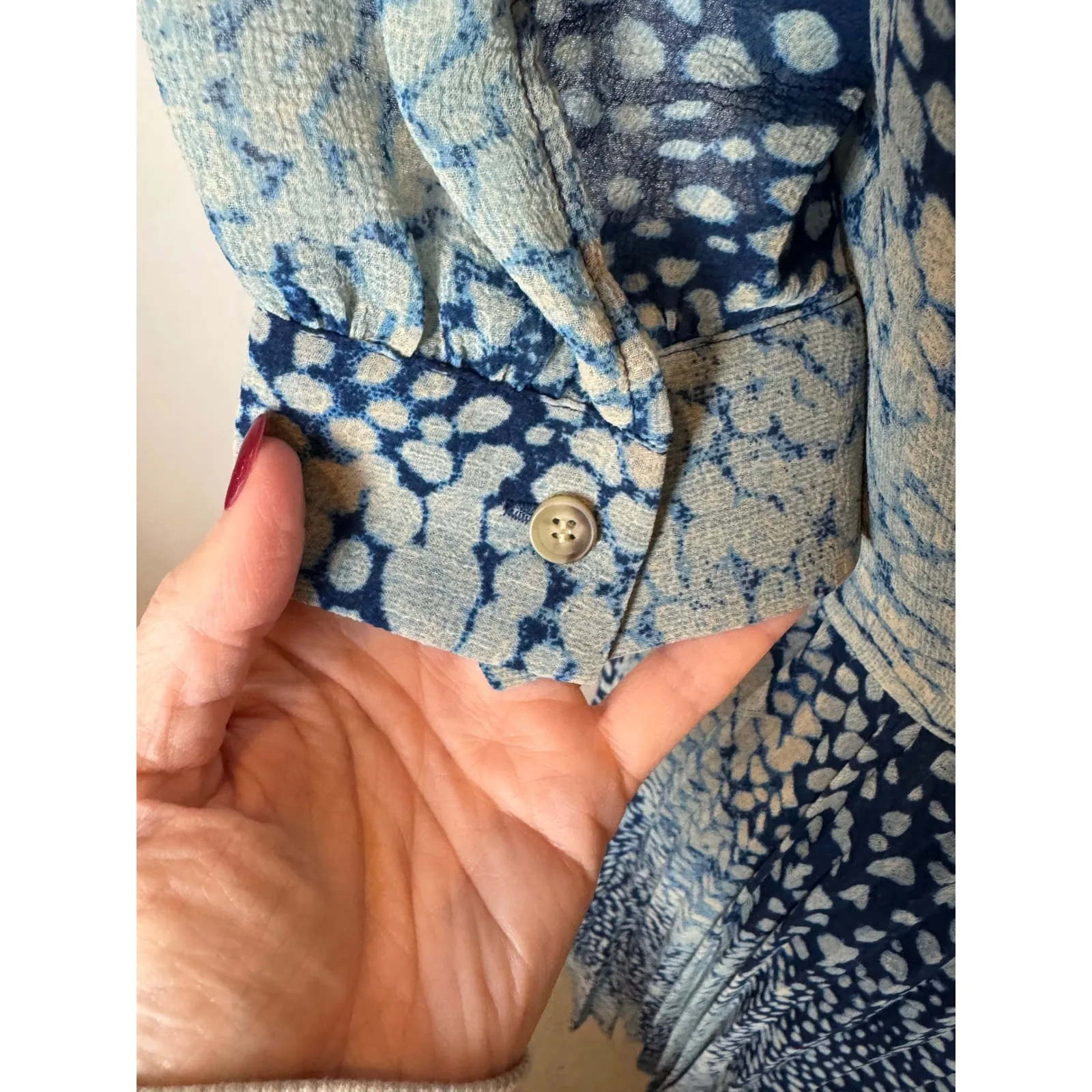 Whistles Dress Women 8 Blue Green Esme Leopard Print Asymmetric Hem Midi Preppy - Image 10