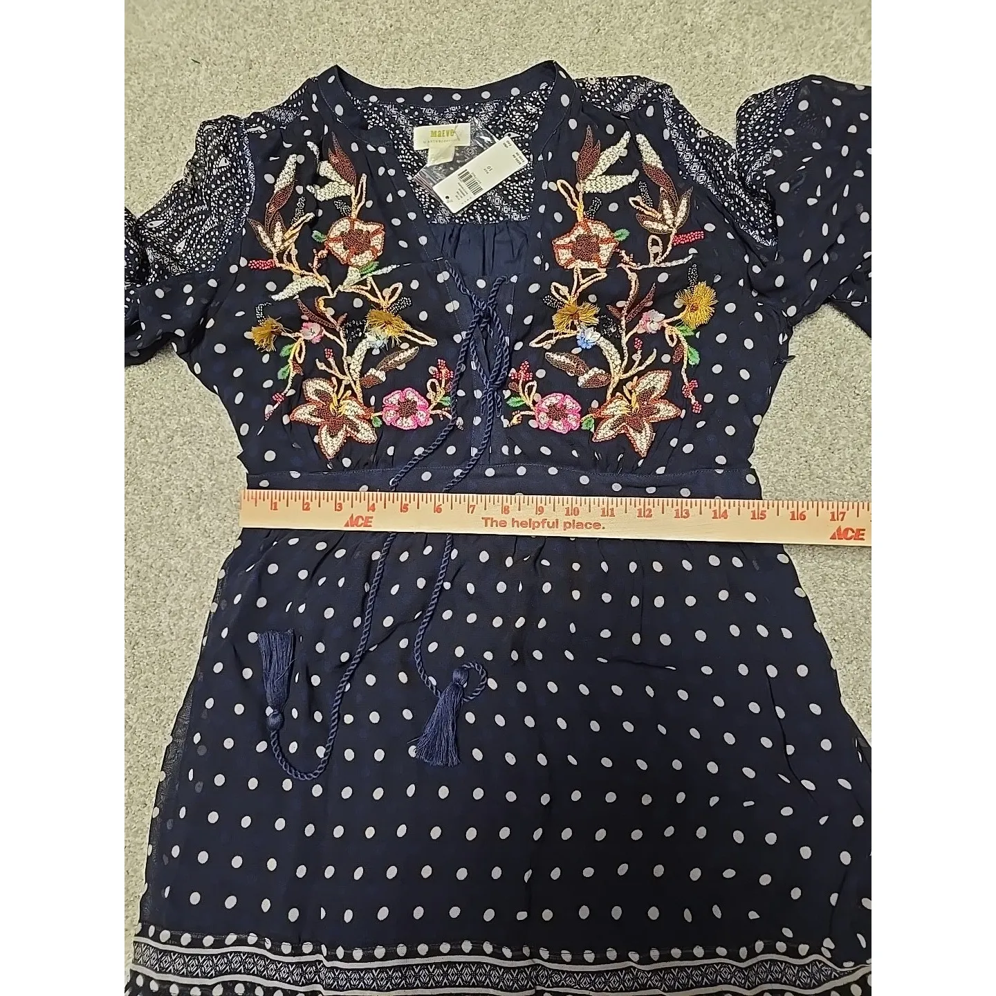 Maeve Anthropologie Cassidy Embroidered‎ Midi DressLace Sheer Florals Sz 10 Boho - Image 11