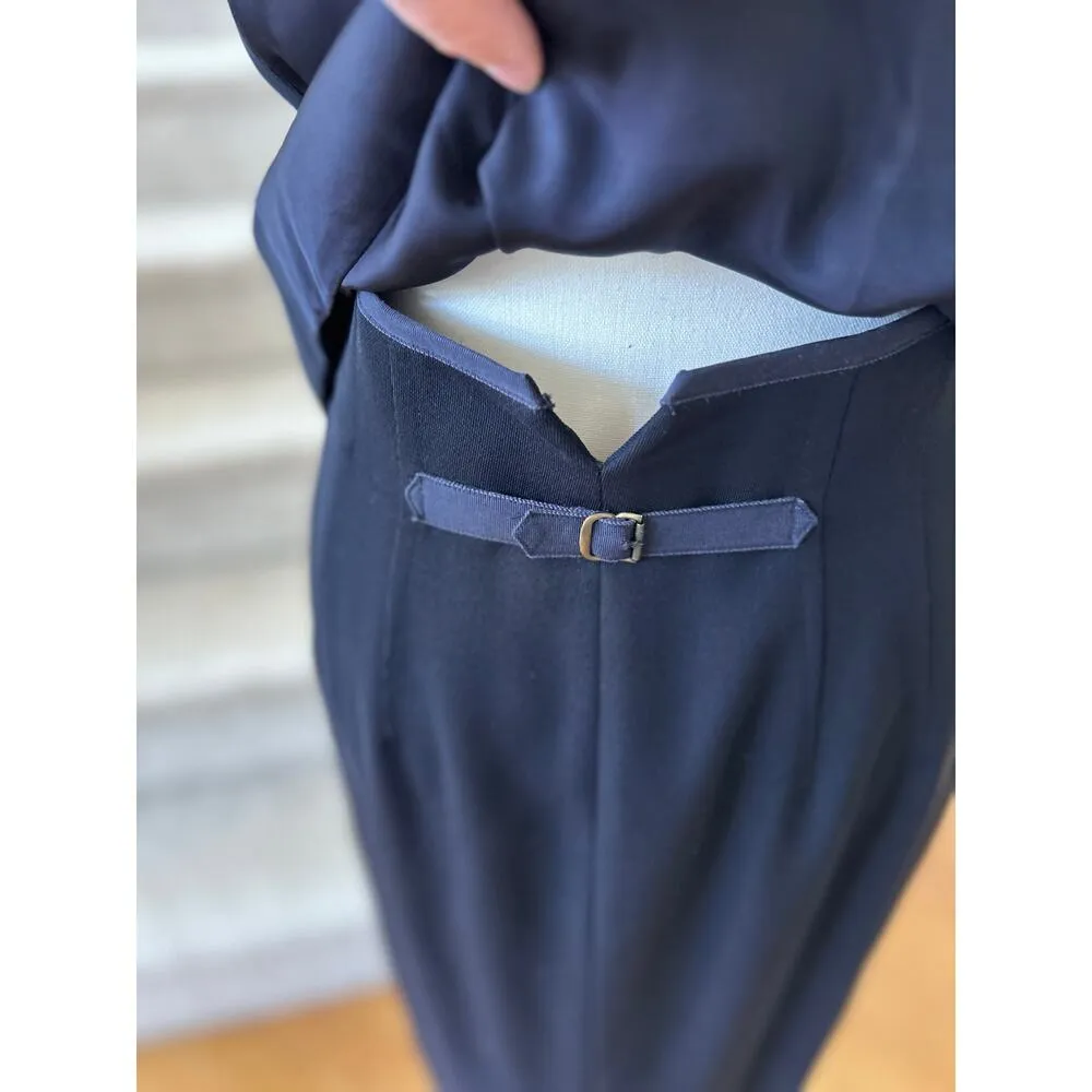 Vintage 90s Dana Buchman Black & Navy Trim 3 Piece Vest Trouser Skirt SET - Image 5