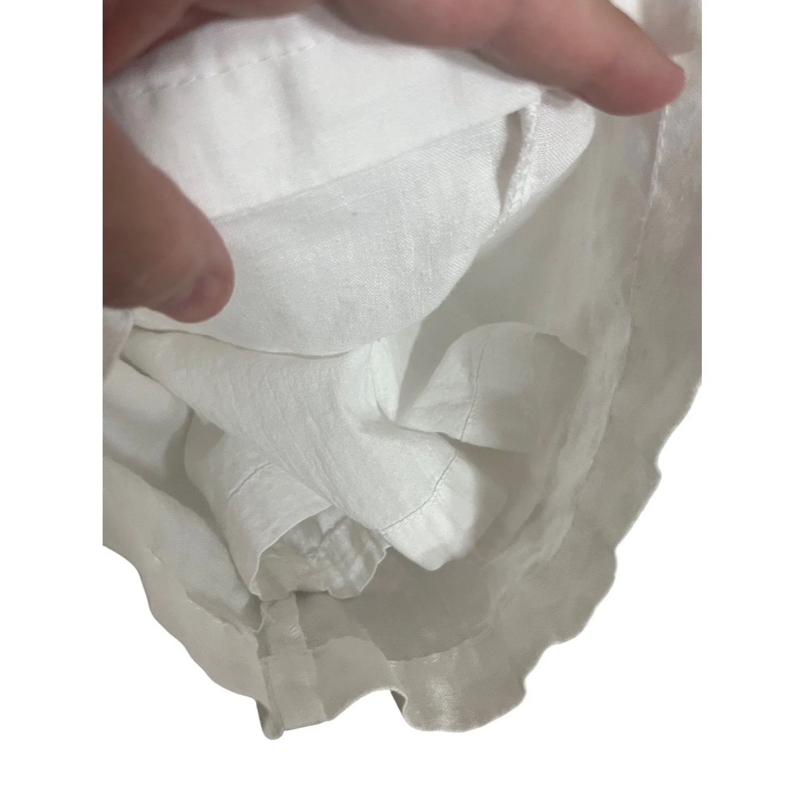 Charter Club Women's Pants XL White Linen Drawstring Stretch Waist Zip Closure - Image 7