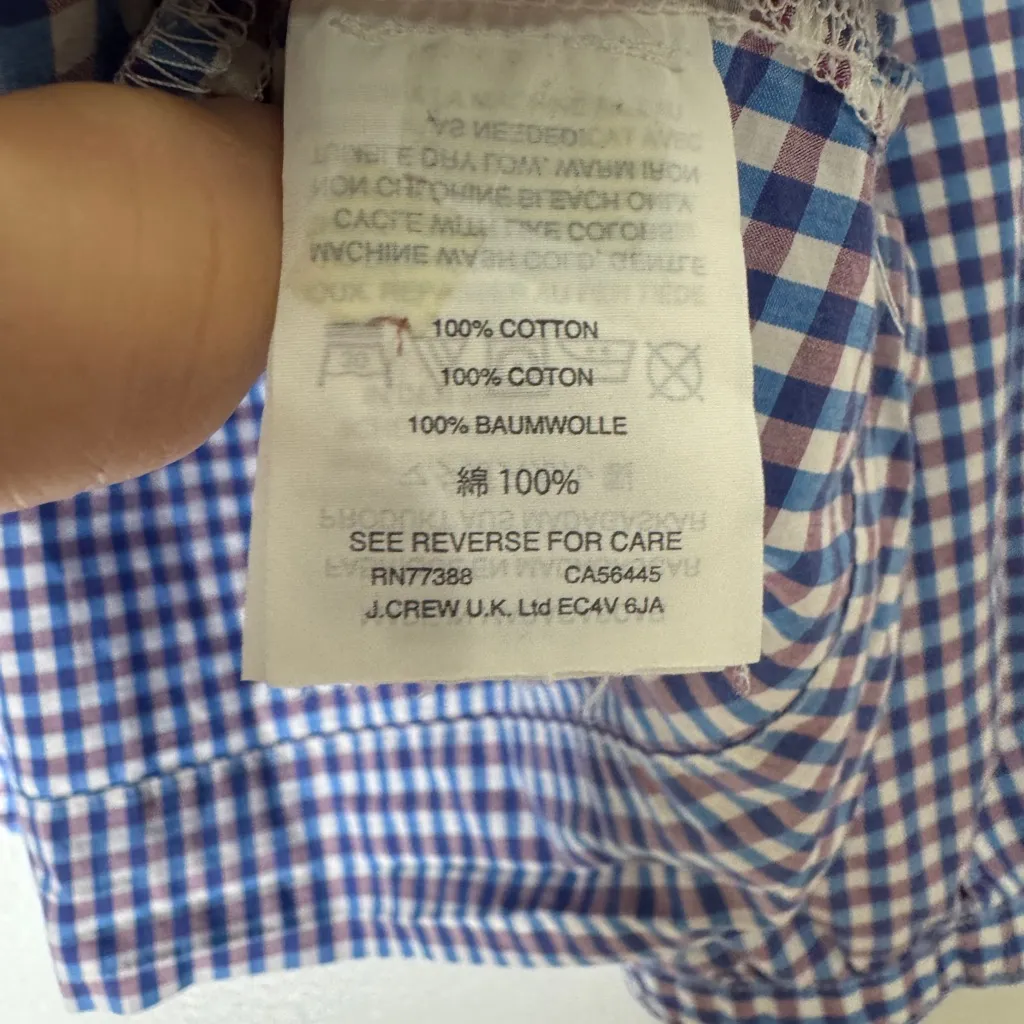 J. Crew Womens Blue‎ & Purple Penny Gingham Square Neck Blouse, size 6 - Image 4