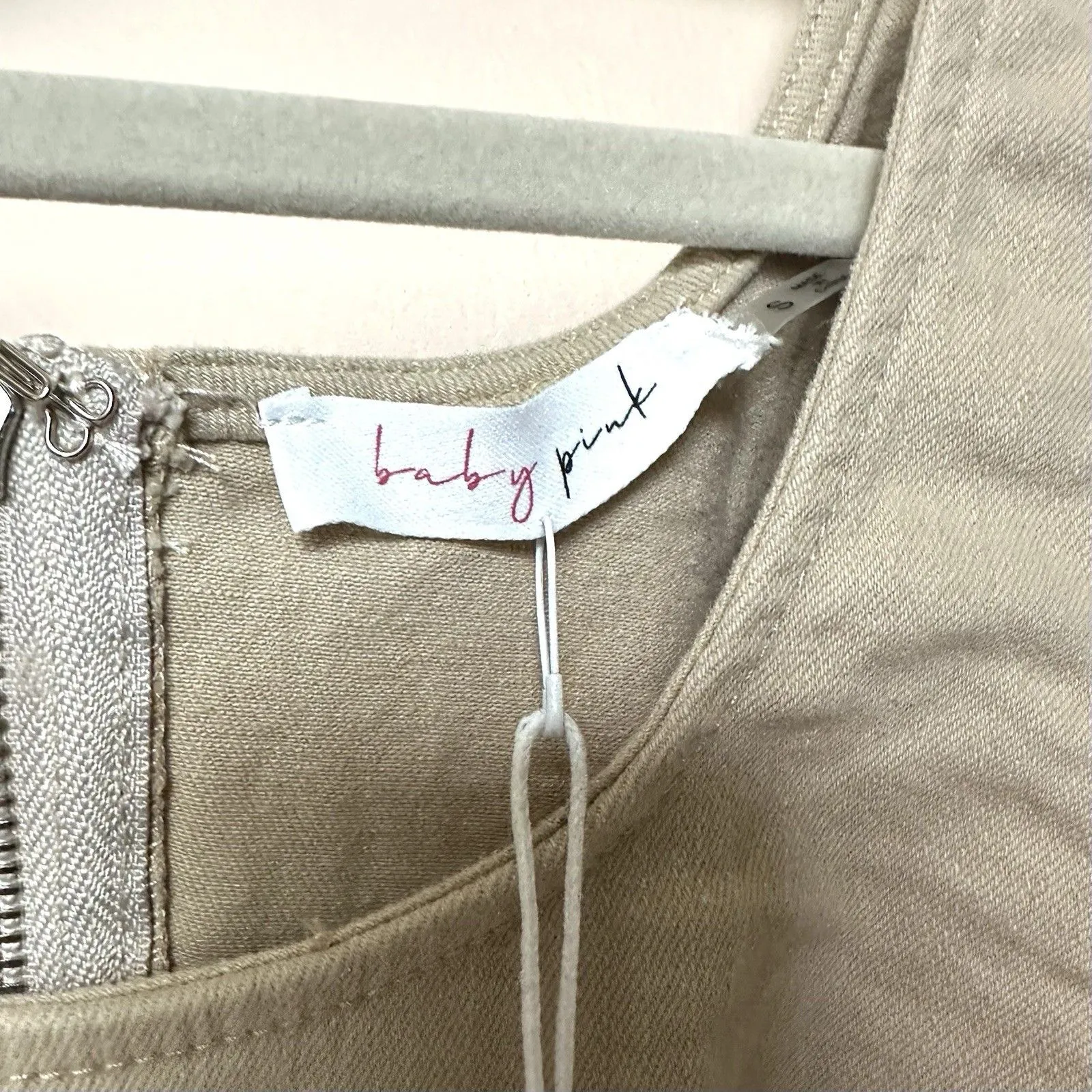 Dress Small Midi Sleeveless Color block Patchwork Neutral Zip Up - Image 2