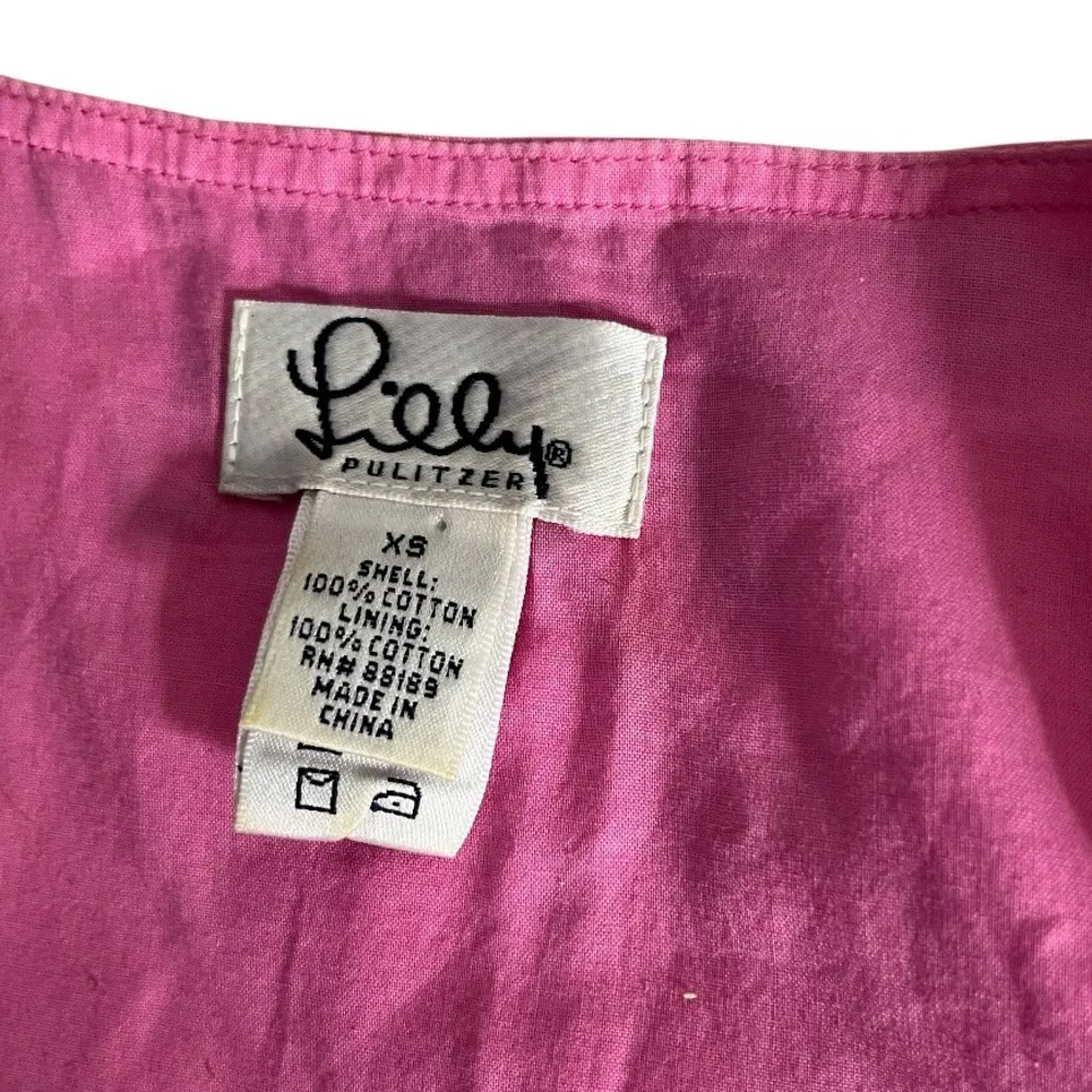 LILLY PULITZER Pink Cover Up Robe Embroidered Open Tie Front 100%?Cotton Size XS - Image 9