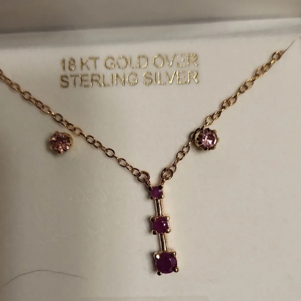 Gold and Ruby Necklace and Earring Set - Image 2