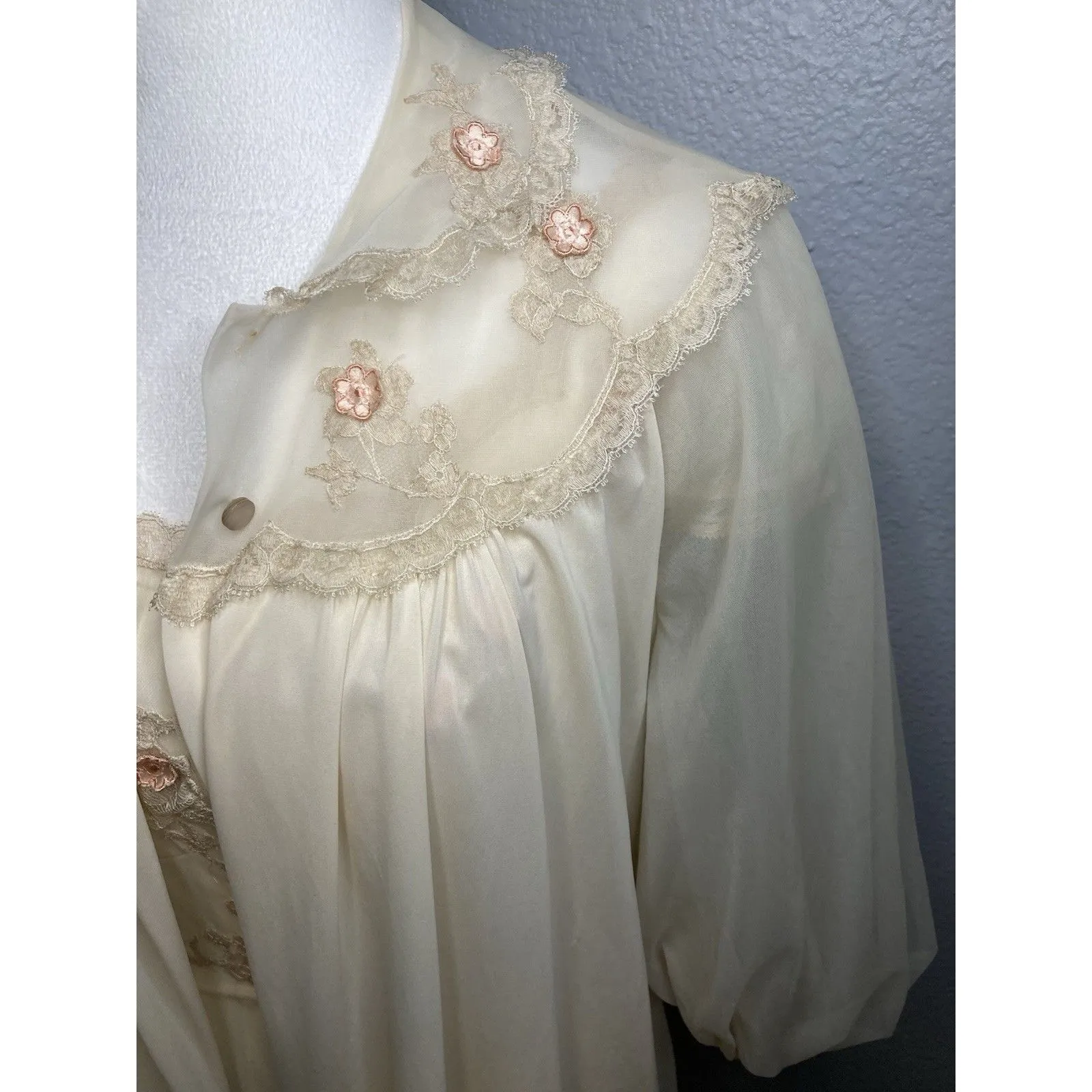 Vintage 40s/50s Artemis Nightgown Robe 32 Peignoir Set Chiffon Lace Lingerie - Image 12