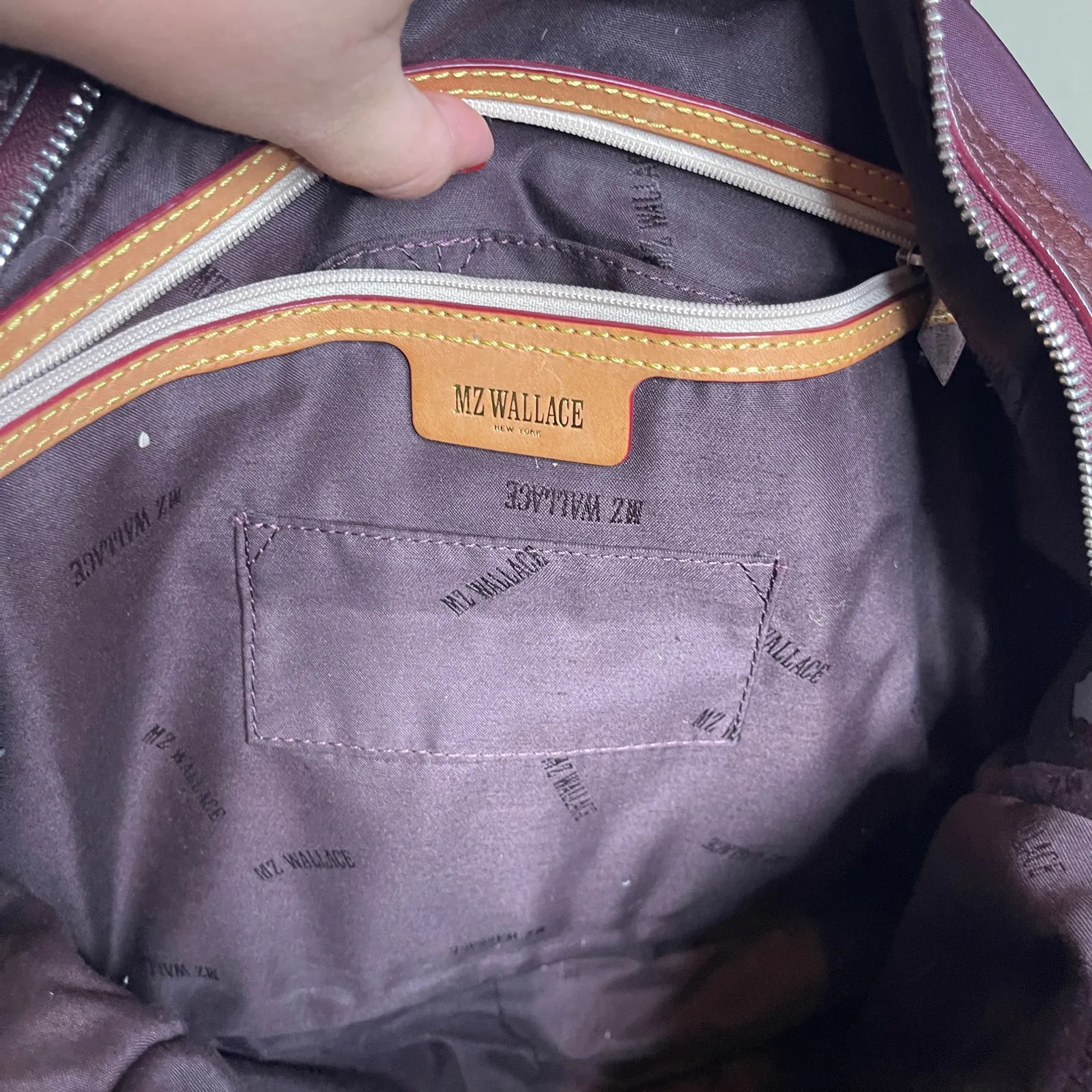 MZ Wallace Womens‎ Jane Bedford Nylon Leather Shoulder Handbag in Burgundy - Image 7