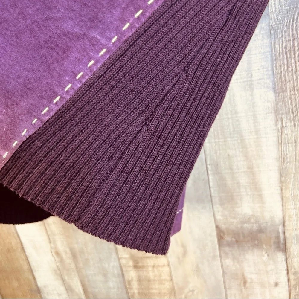 Vintage Pursuits, Ltd. size Small Genuine Leather and Sweater Combo Jacket Purple - Image 6