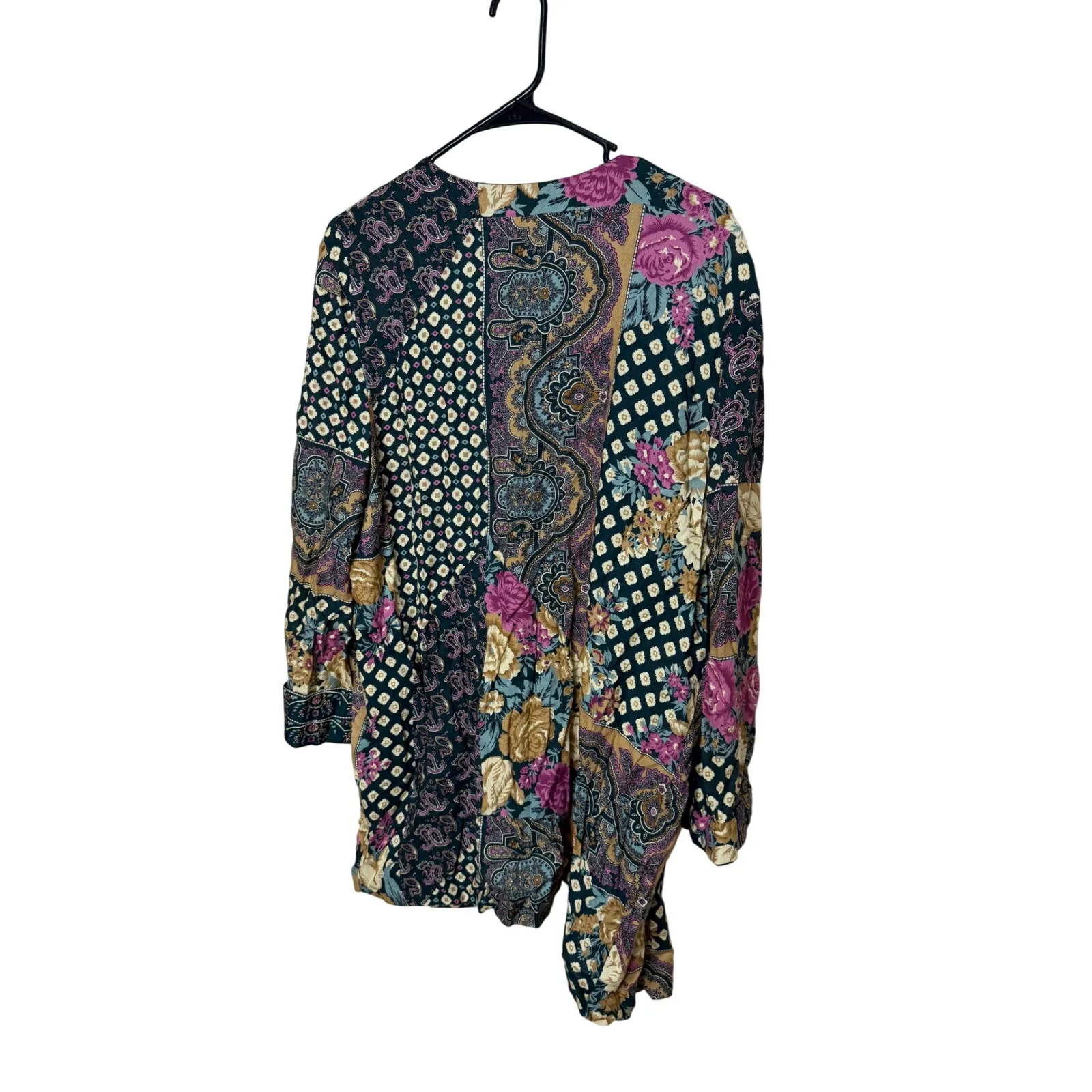 Lady Carol Of New York Patchwork Floral Paisley Kimono Cardigan Duster Size 12 Green - Image 6