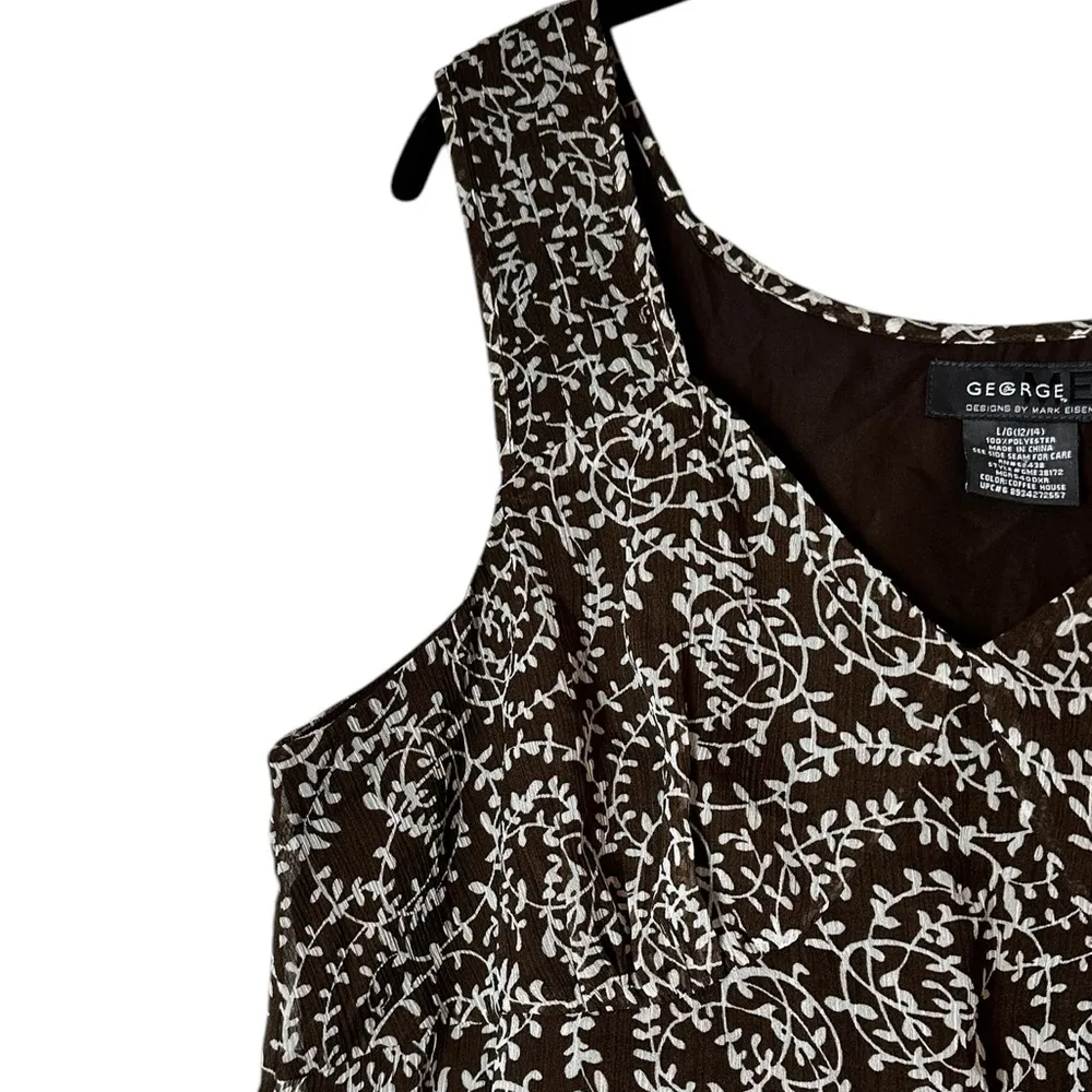 Vintage 2000s George Babydoll Top Floral Grunge Y2K Fairy Boho Size Large Brown - Image 2