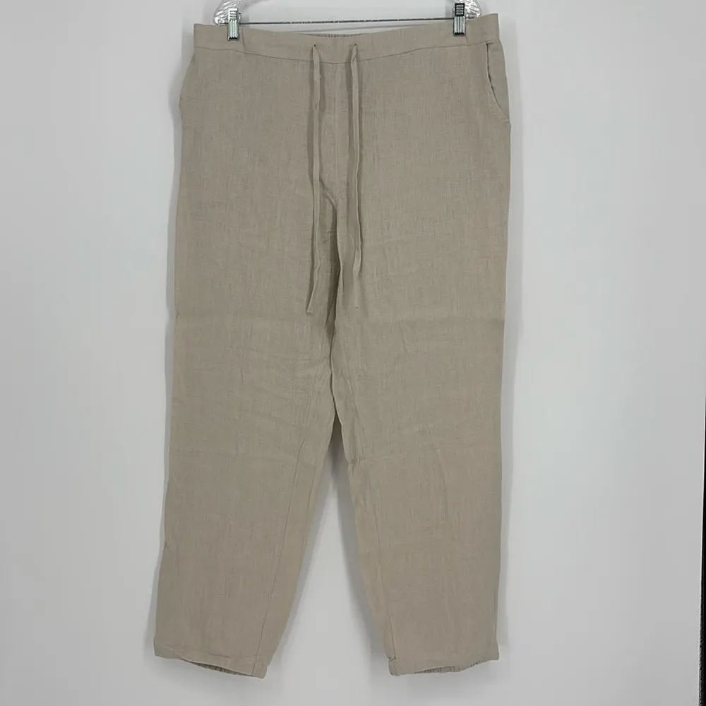 Iximo 100% Linen Paperbag Pants Women’s Size XXL in Light Tan Khaki New w/ tags! - Image 3