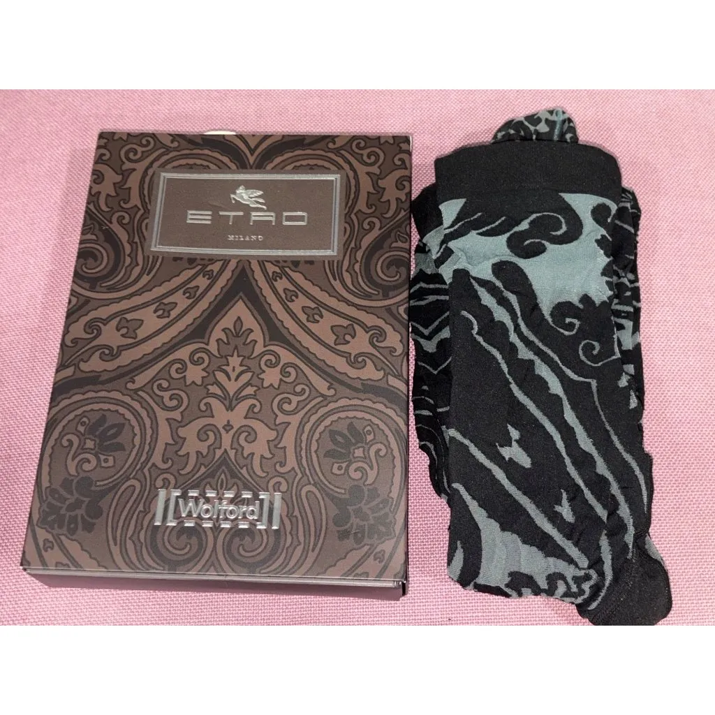 Wolford X Etro Body Tattoo Tights in Grey & Black Small Womens Nylons Pantyhose - Image 6