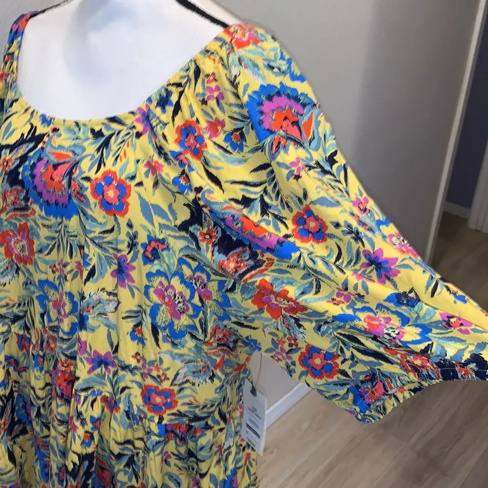 Terra & Sky NWT  yellow floral puff sleeve babydoll top - Image 5