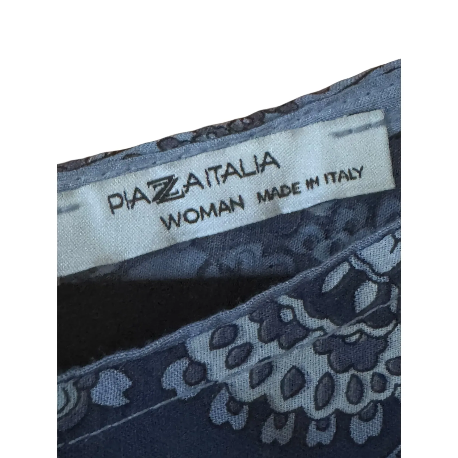 Piazza Italia Woman Made in Italy Blue Floral Paisley Print Top Blouse XL - Image 3