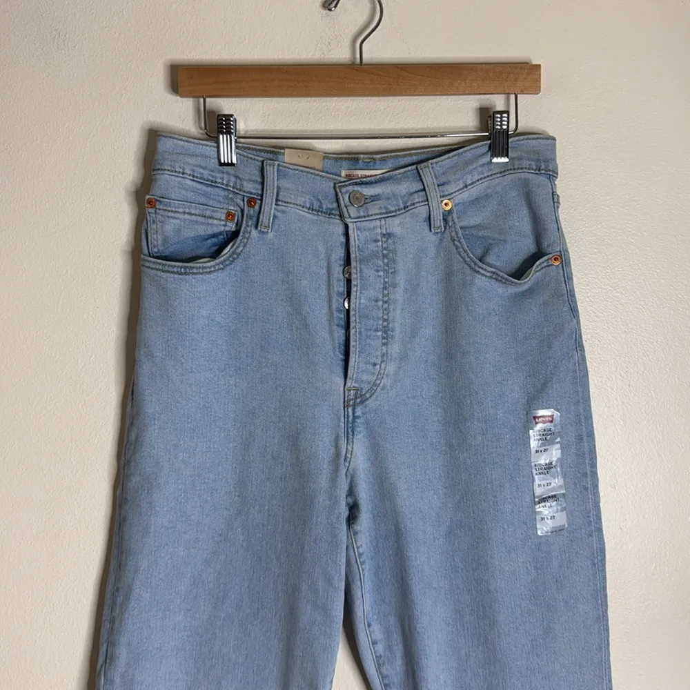 Levi's Blue ribcage straight ankle Jeans with Vintage-Inspired Style size 31x27 - Image 3