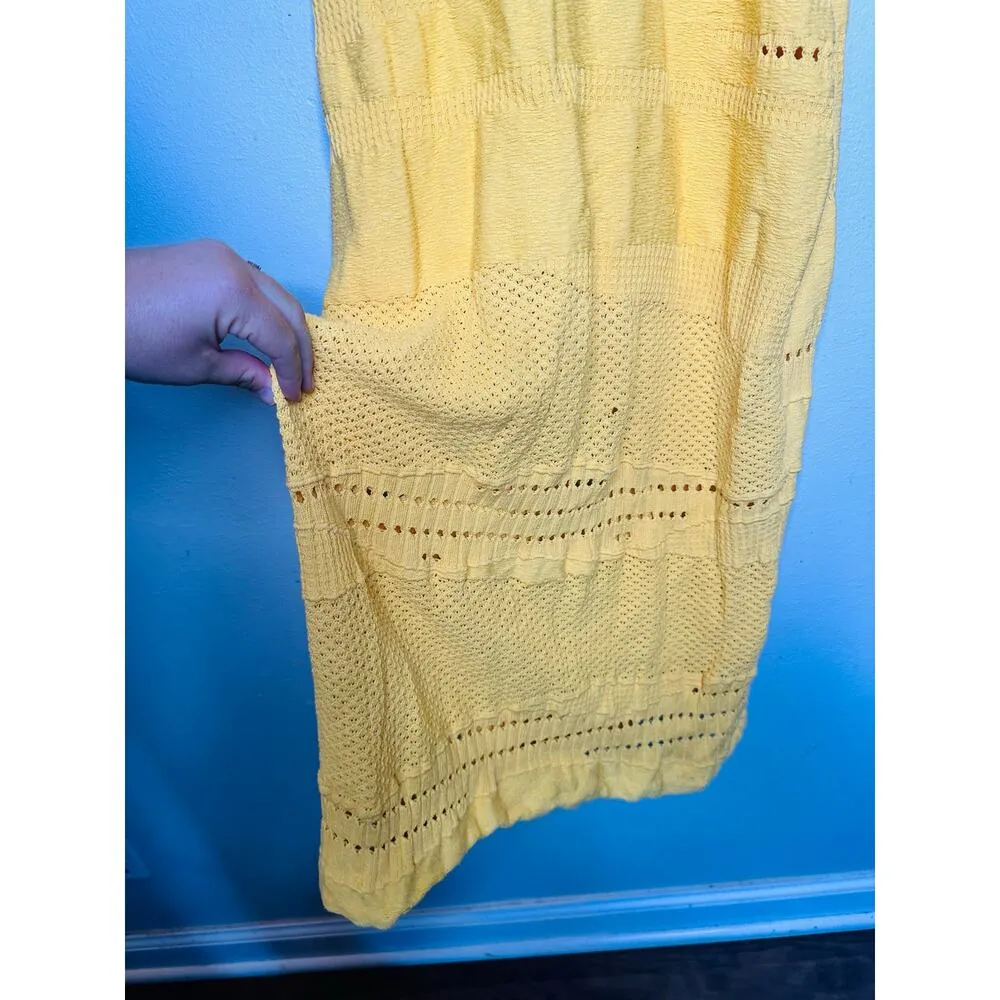 ESTEBAN CORTAZAR x RTR Yellow Knit Crochet Crew Neck Sleeveless Dress size M Size M - Image 9