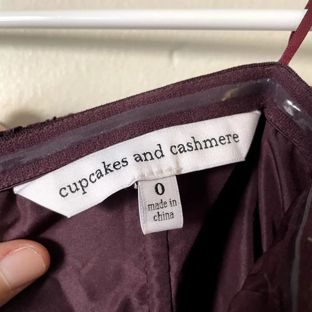 Cupcakes and Cashmere purple lace off the shoulder mauve burgundy knee length - Image 3