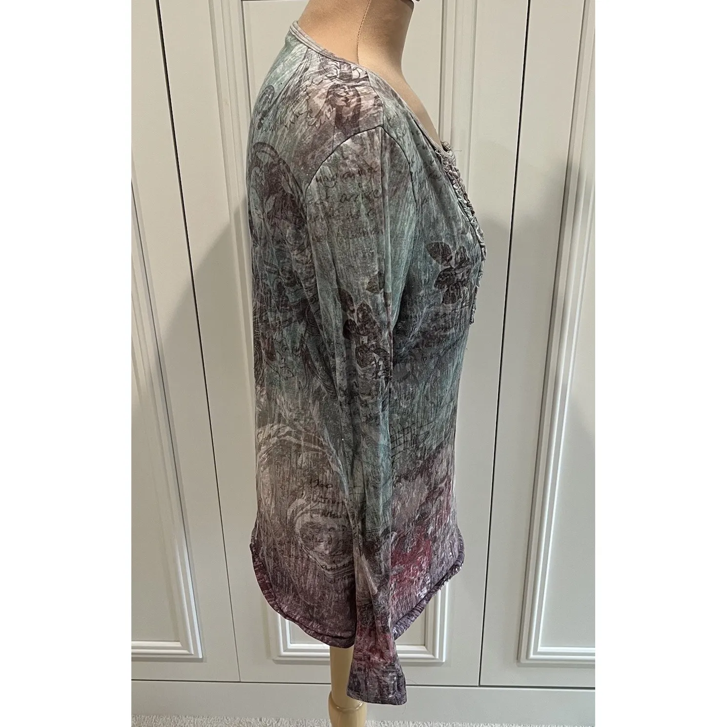 Energe World Wear Henley Top Green‎ Brown Forest Fairy Boho Hippie Artsy Size undefined - Image 3