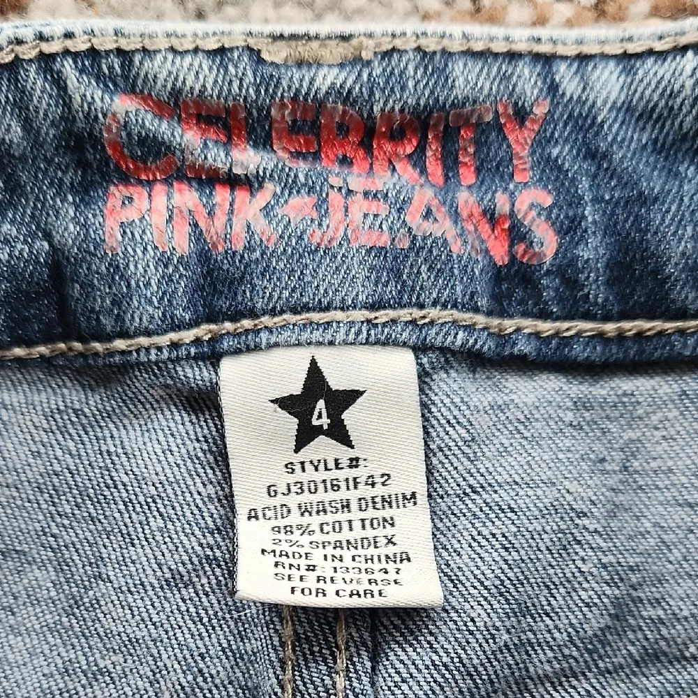 Celebrity Pink Jeans Tribal Embroidered Distressed Denim Shorts Blue 4 - Image 2