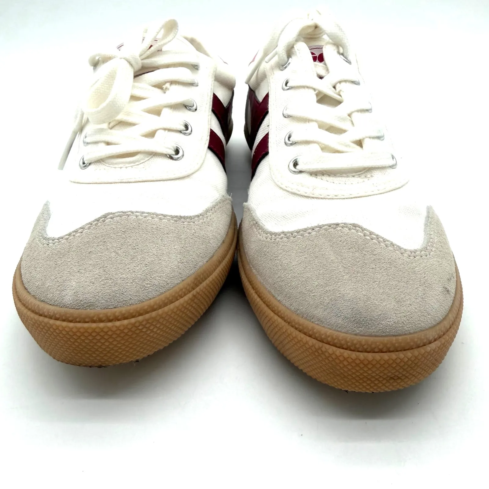 Gola Badminton Court Canvas Suede Off White Cerise Candy Retro Sneakers 8.5 Pink - Image 4