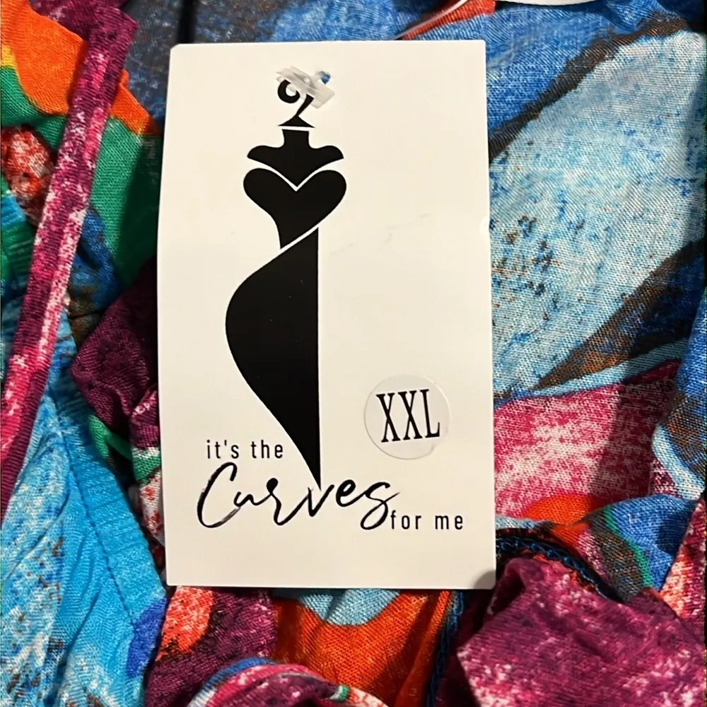 Verxy plus size 2XL off the shoulder multicolor top vacation Cruisewear bright Blue - Image 11