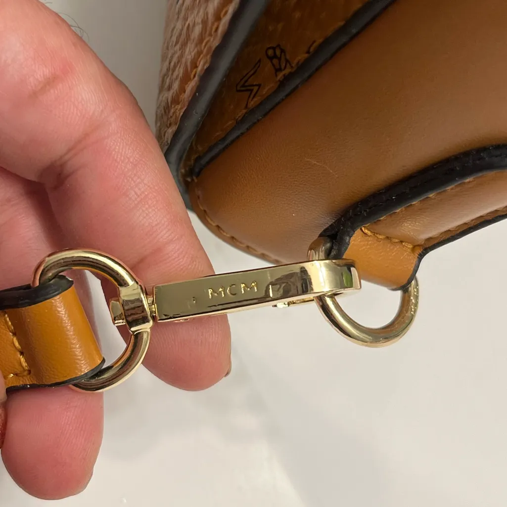 MCM Tan Logo Crossbody Bag - Image 9