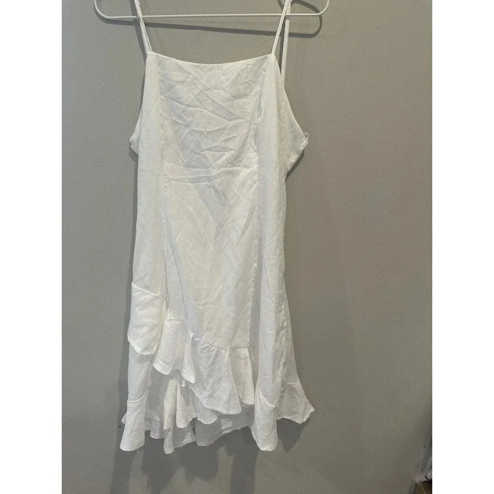 Francesca’s Wyonnah by Blue Rain Back Tie Ruffle White Mini Dress. Sz XL‎ M0262 - Image 4